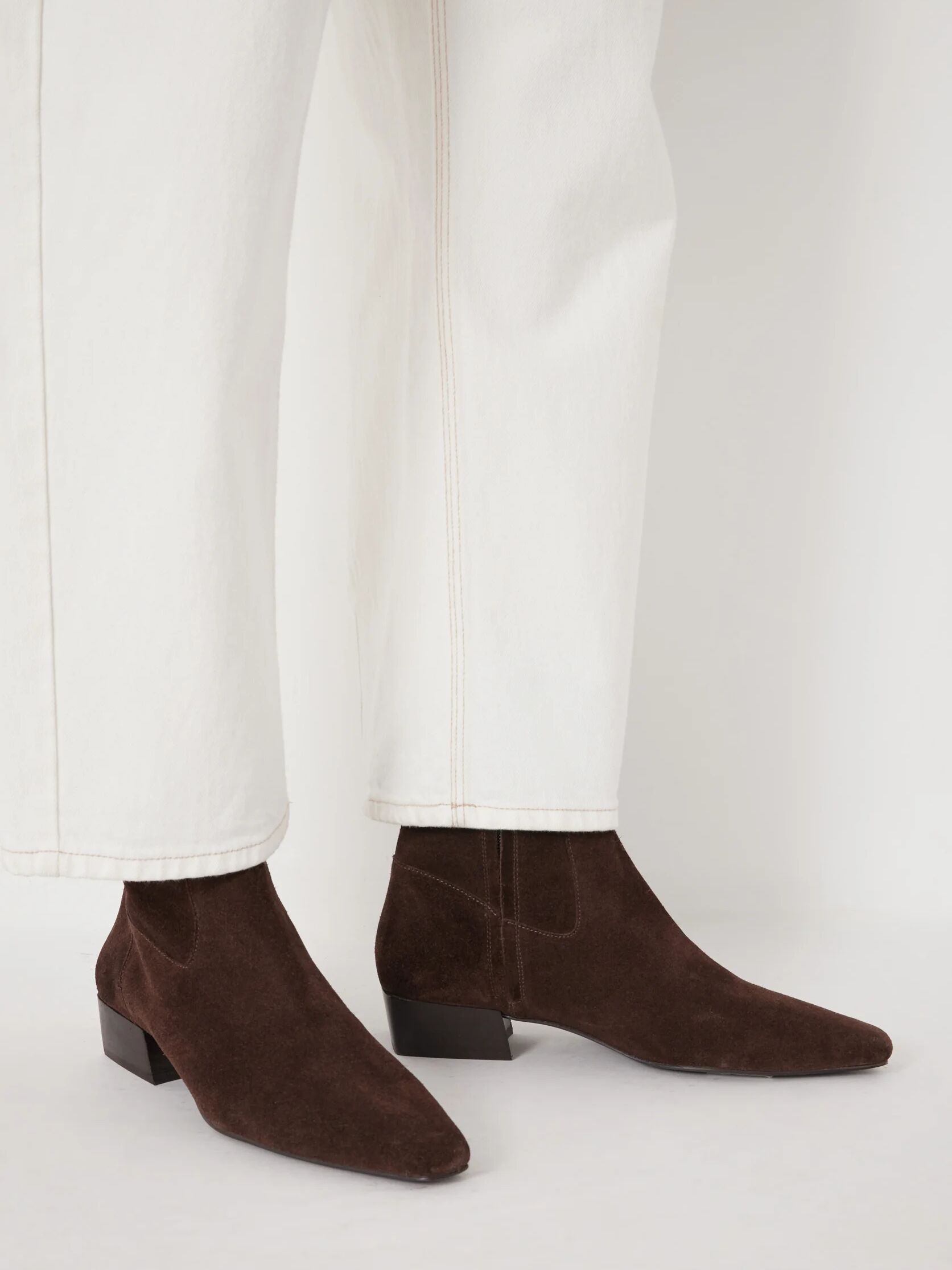 Suede Square-Toe Boots
