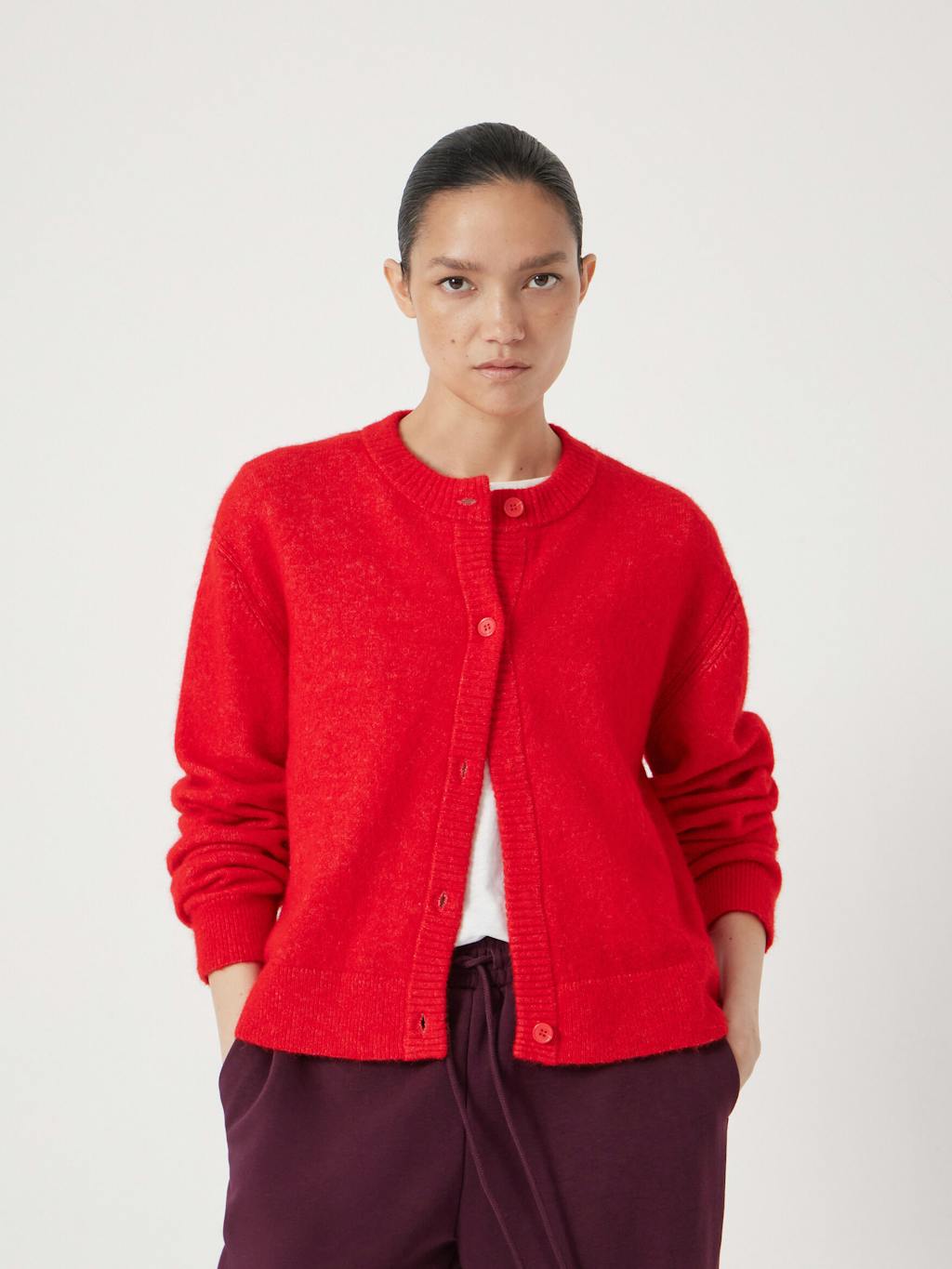 013752-1064-01 Juni Crew Neck Wool Blend Cardigan