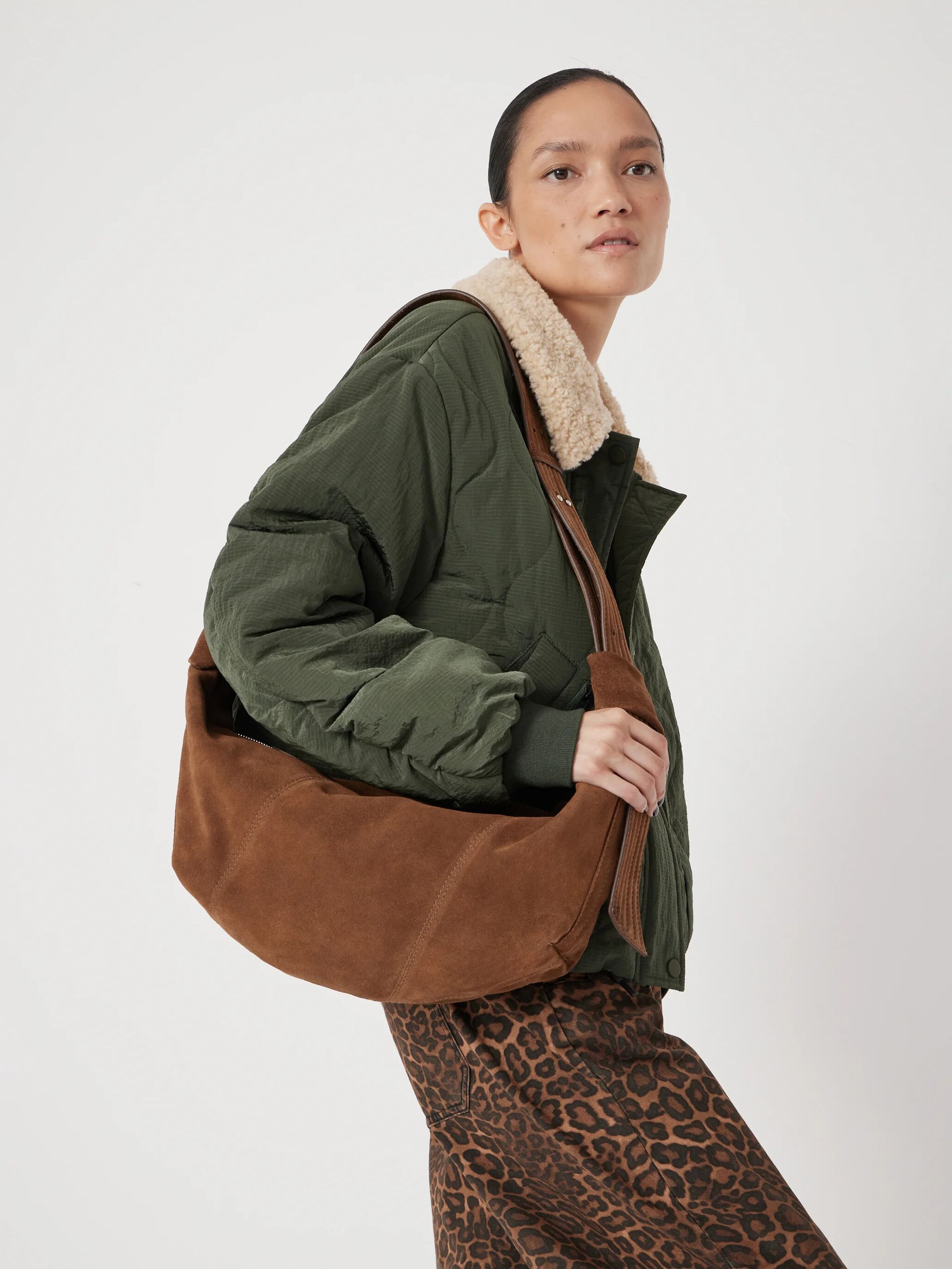 Oversized Suede Crescent Bag