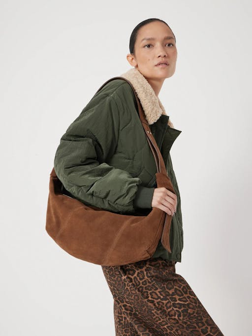 Oversized Suede Crescent Bag