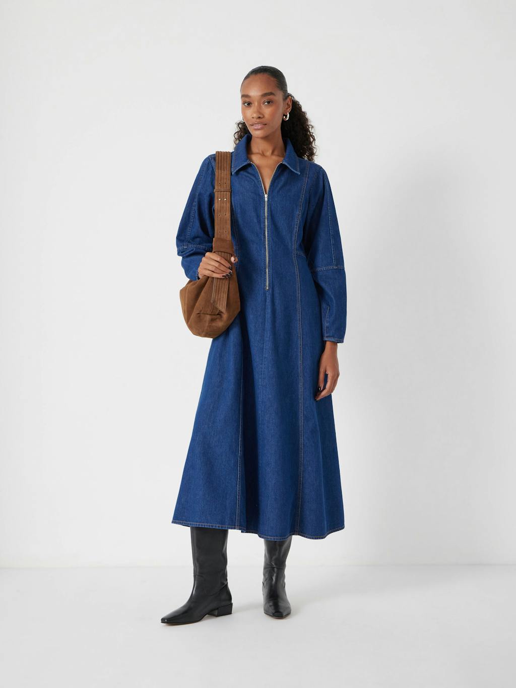 013882-2797-02 Long Sleeve Denim Tie Waist Dress