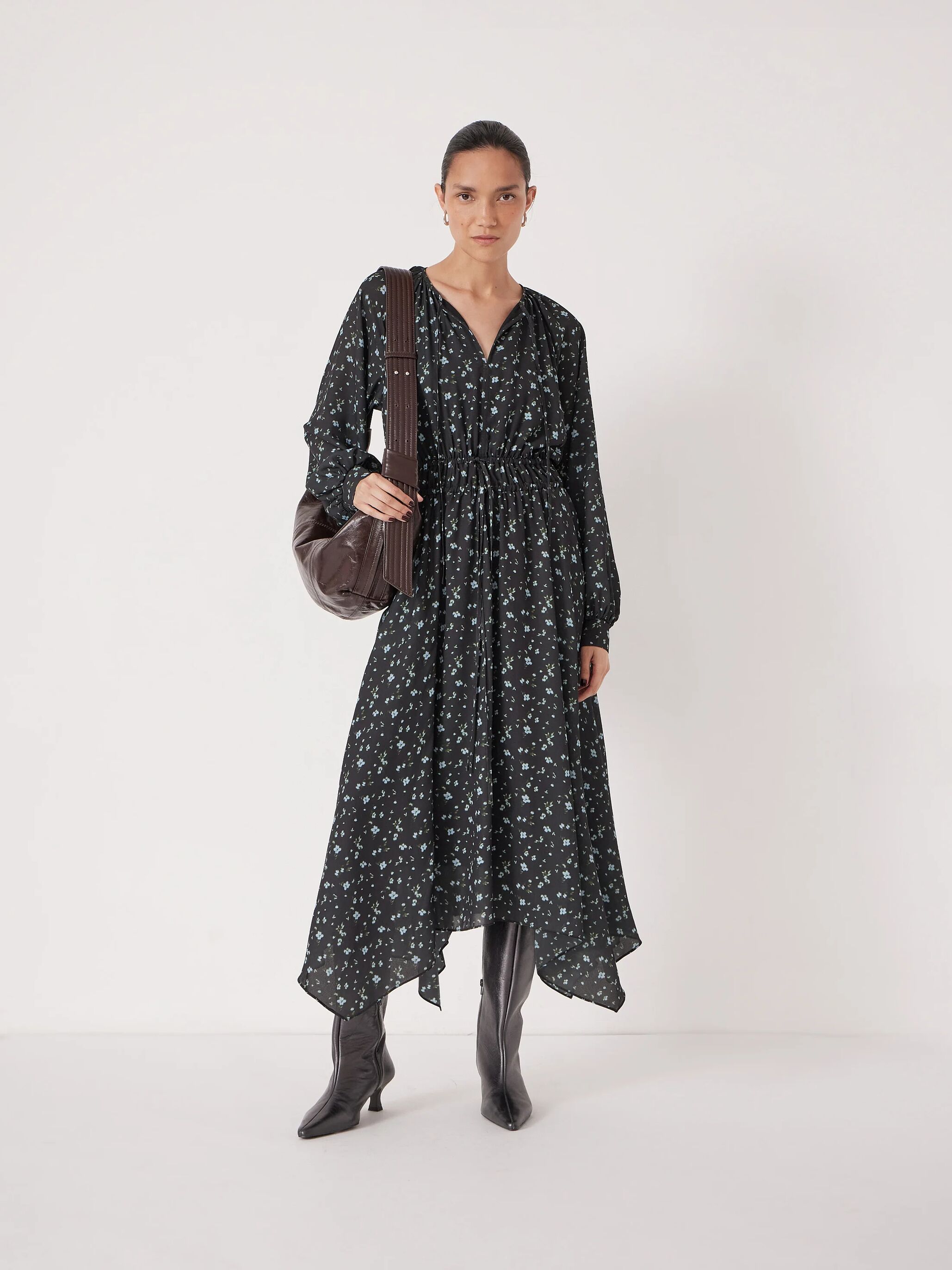 Odelia Printed Long Sleeve Chiffon Dress
