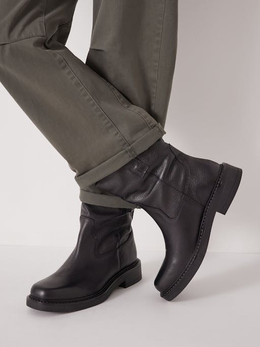 Leather Slouchy Biker Boot