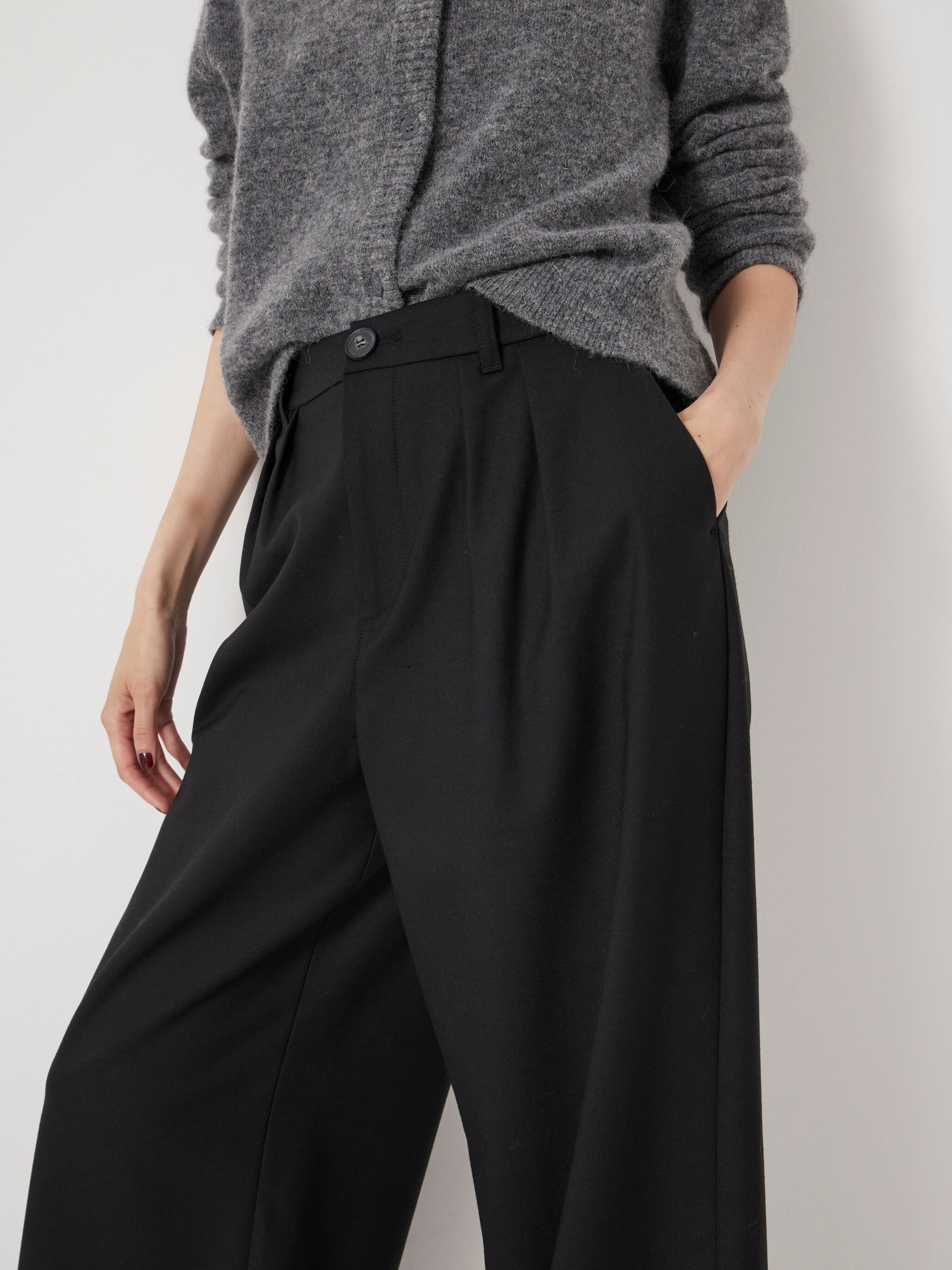 Lya Wool Blend Wide Leg Trousers