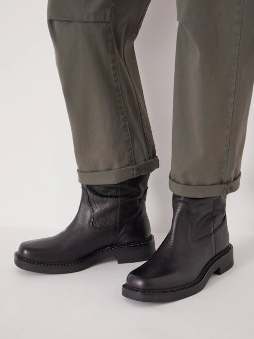 Leather Slouchy Biker Boot