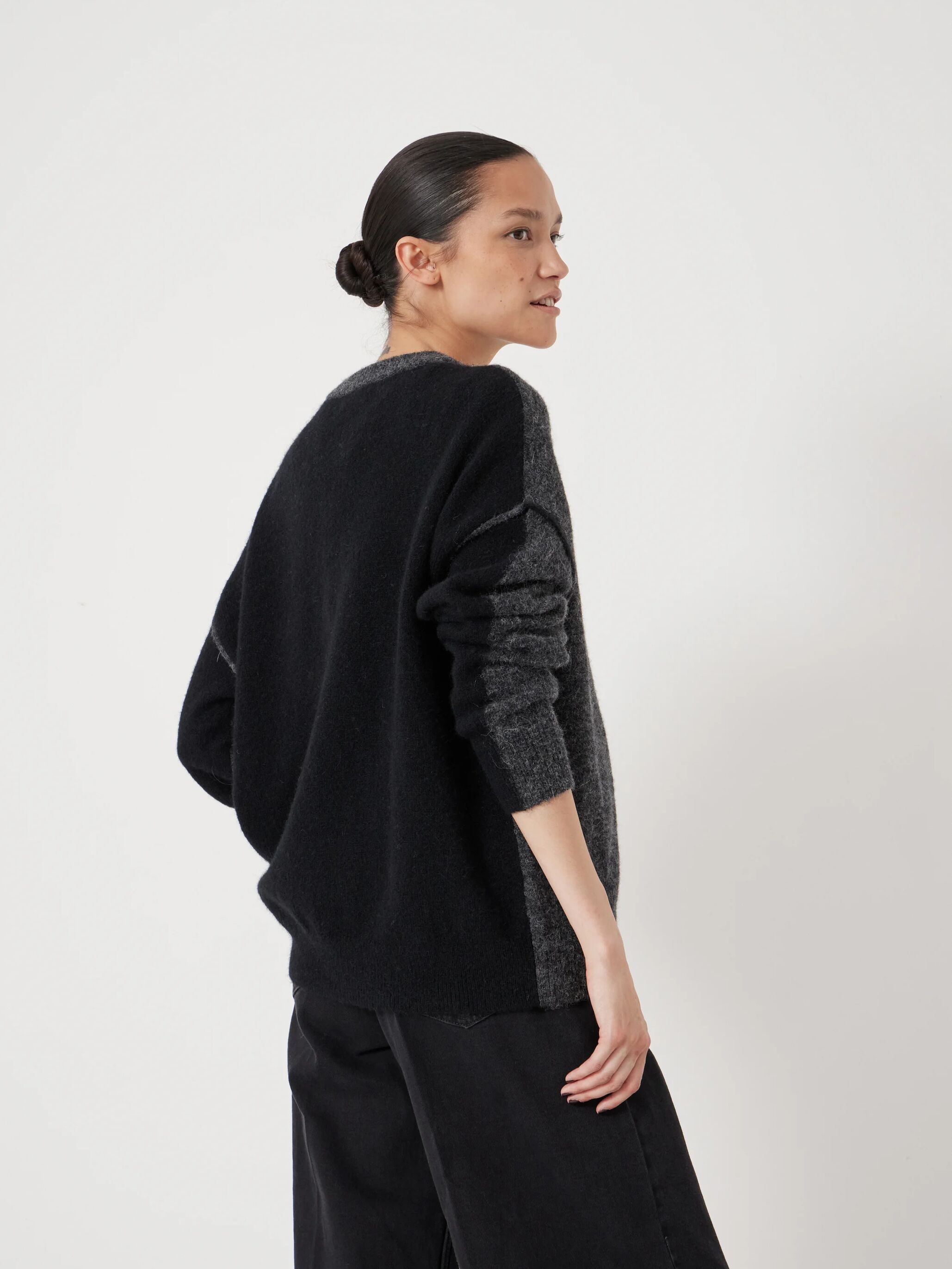 Colour Block Wool Blend Crew Jumper