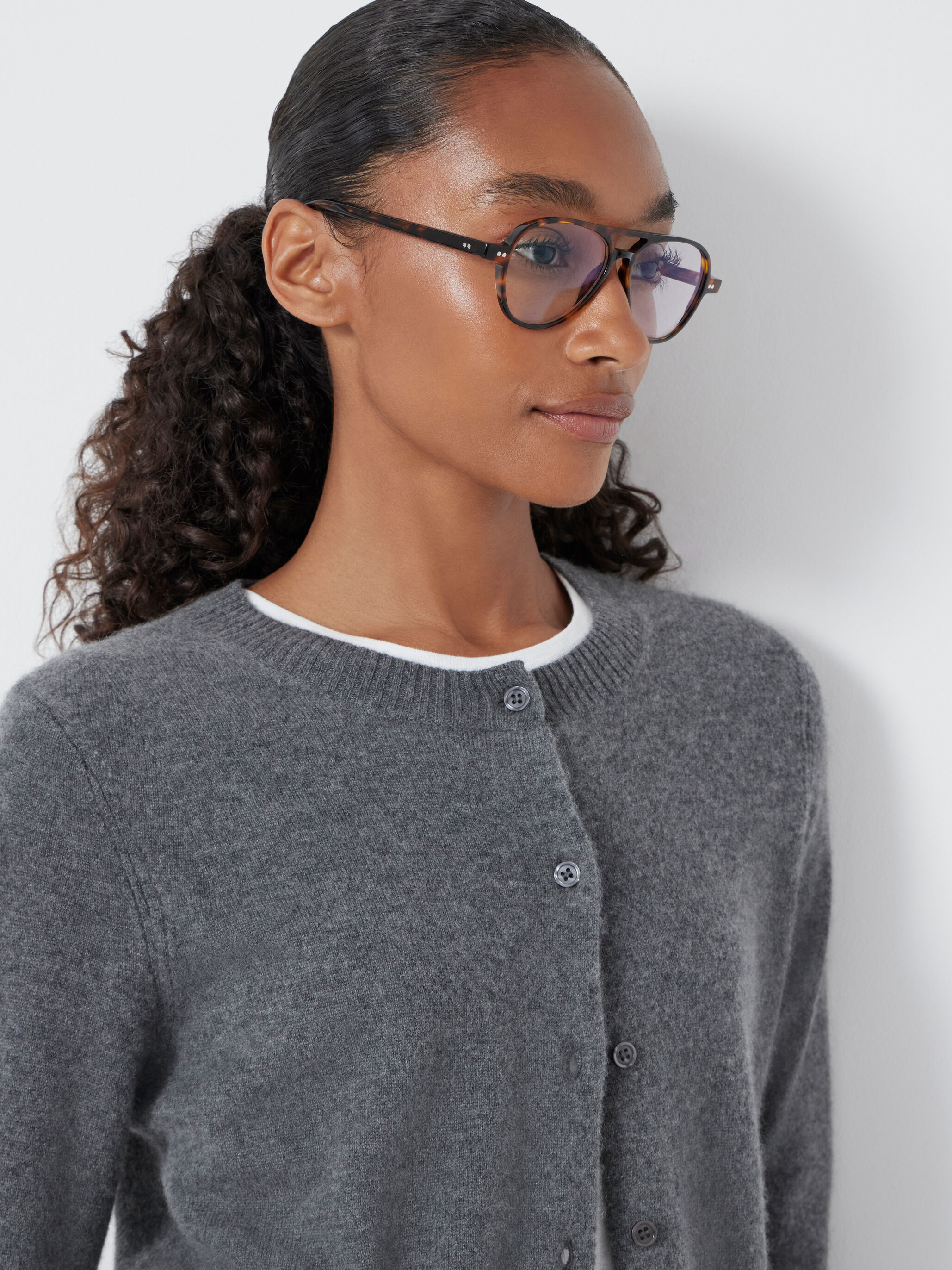 Daphne Cashmere Button Through Slim Cardigan