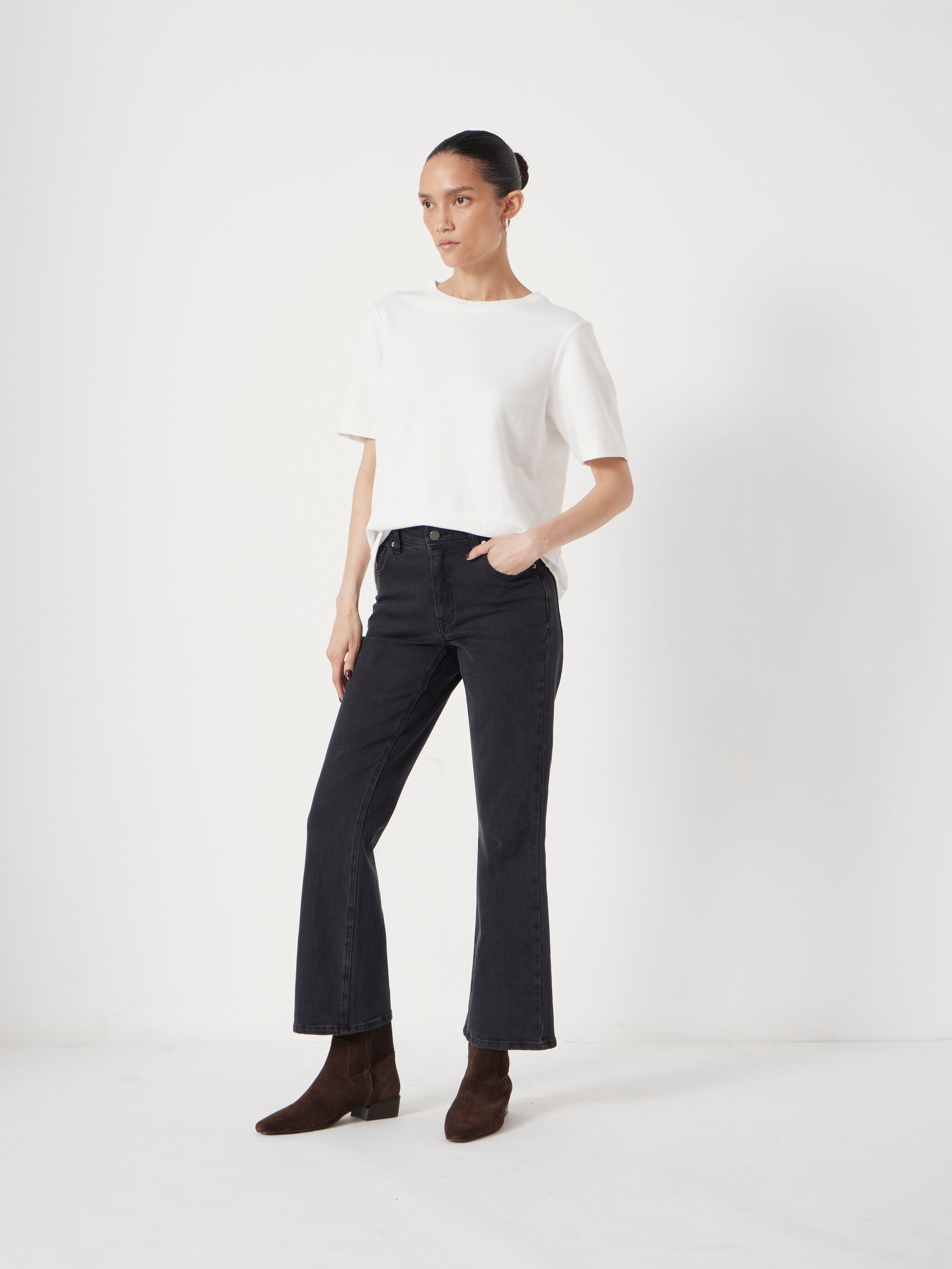 Eliana Cropped Mid Rise Bootcut Jeans