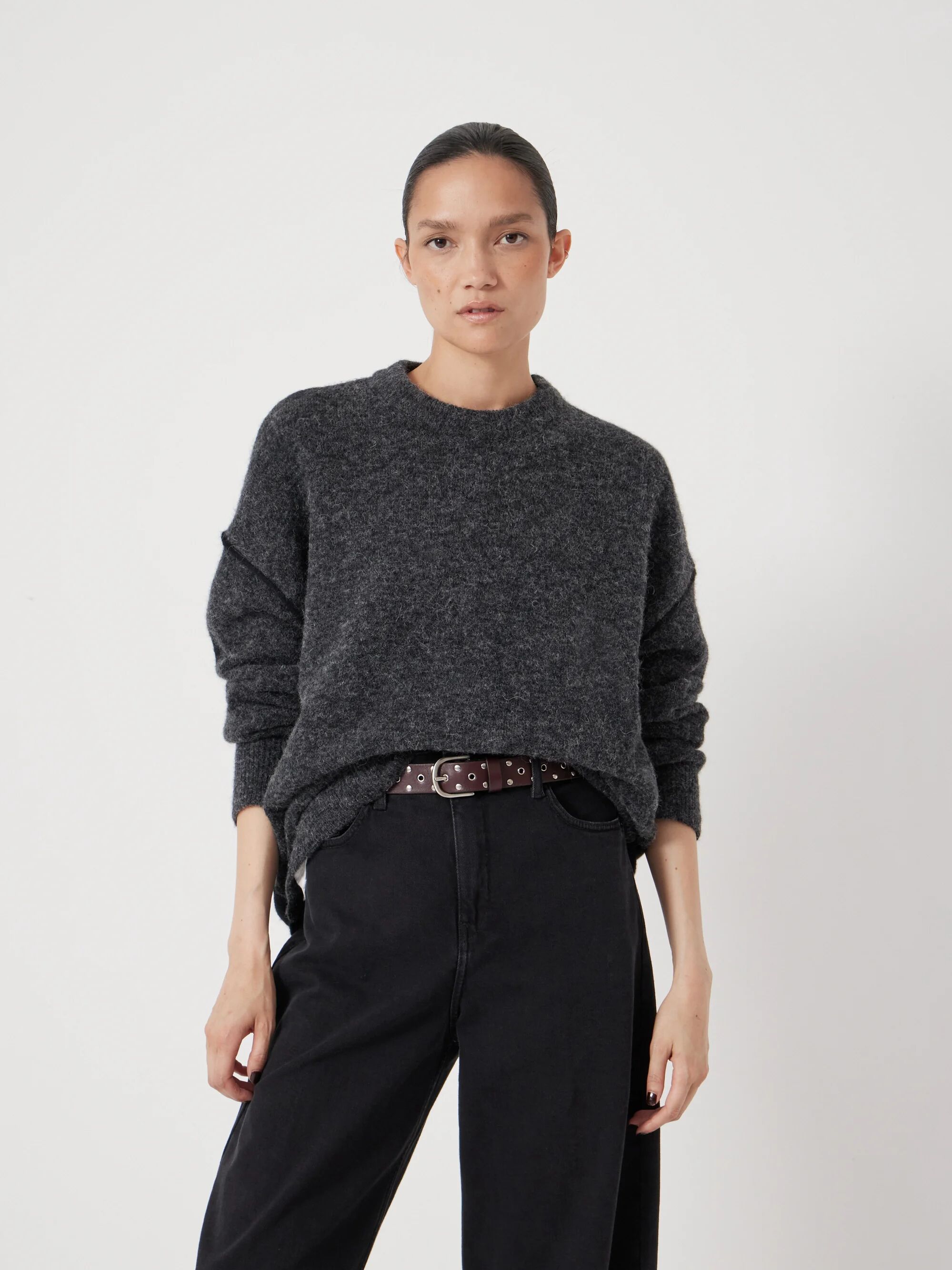 Colour Block Wool Blend Crew Jumper