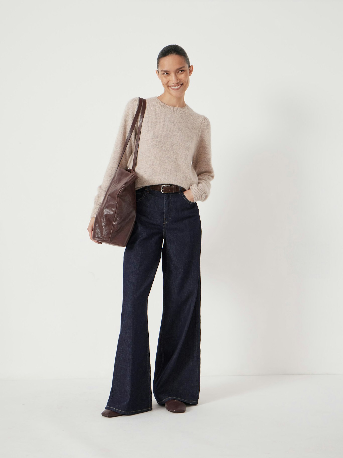 014185-0003-04 Gathered Shoulder Wool Blend Jumper