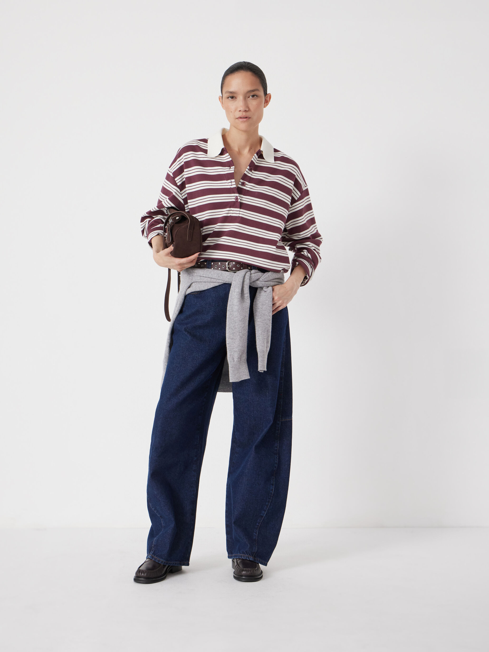 Cotton Striped Polo Top