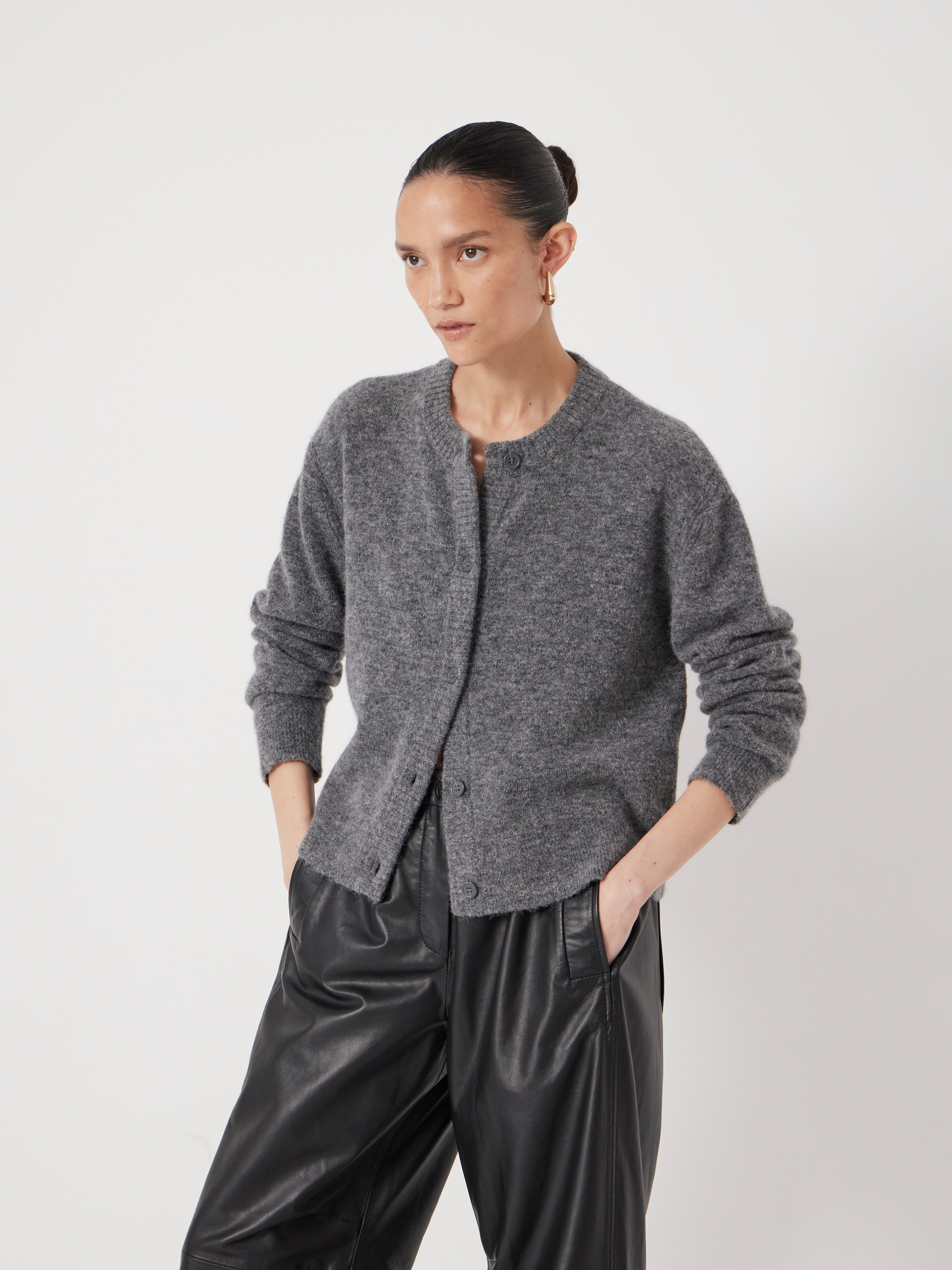 Crew Neck Boxy Cardigan