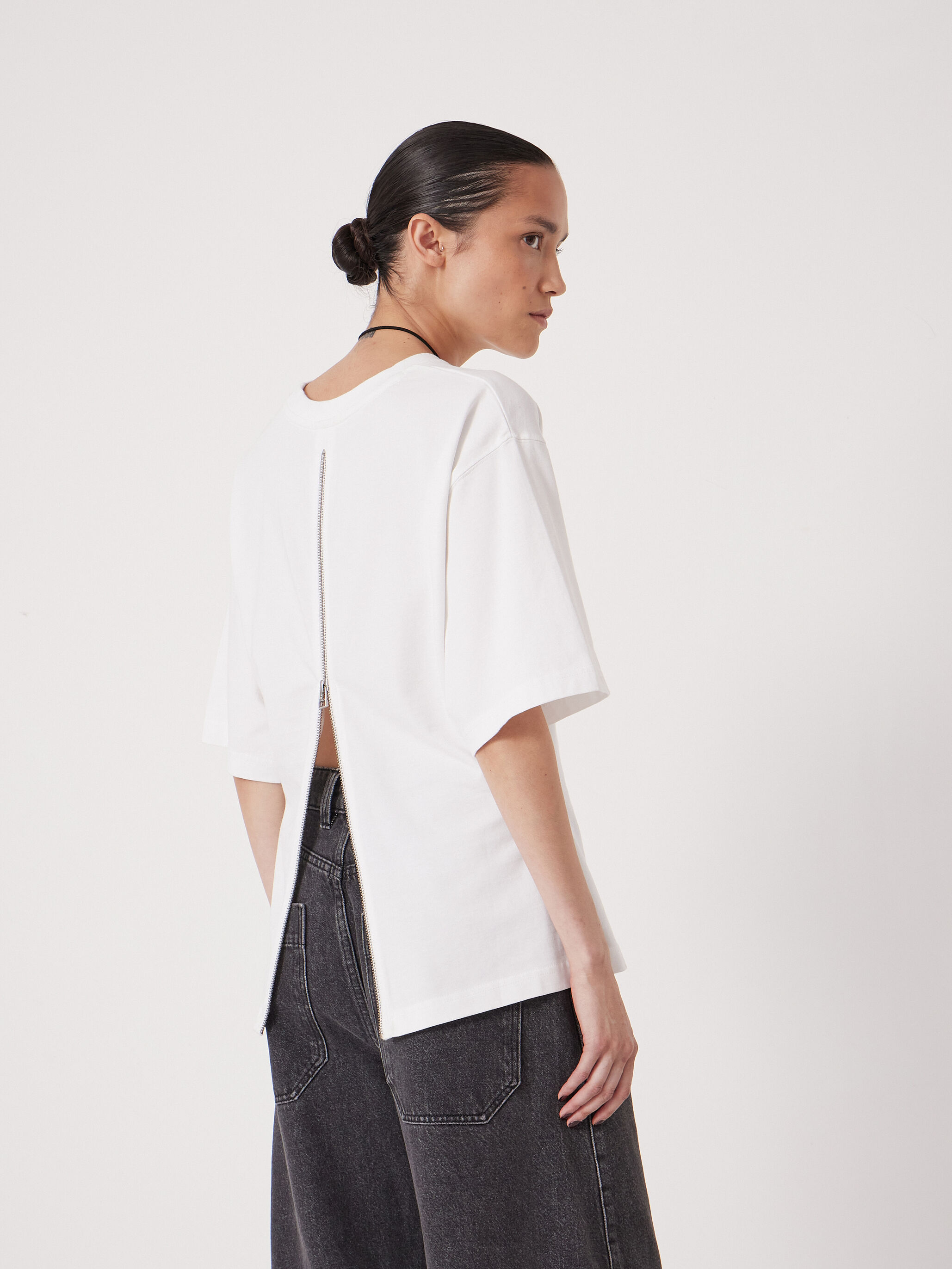Zip Back Cotton T-Shirt