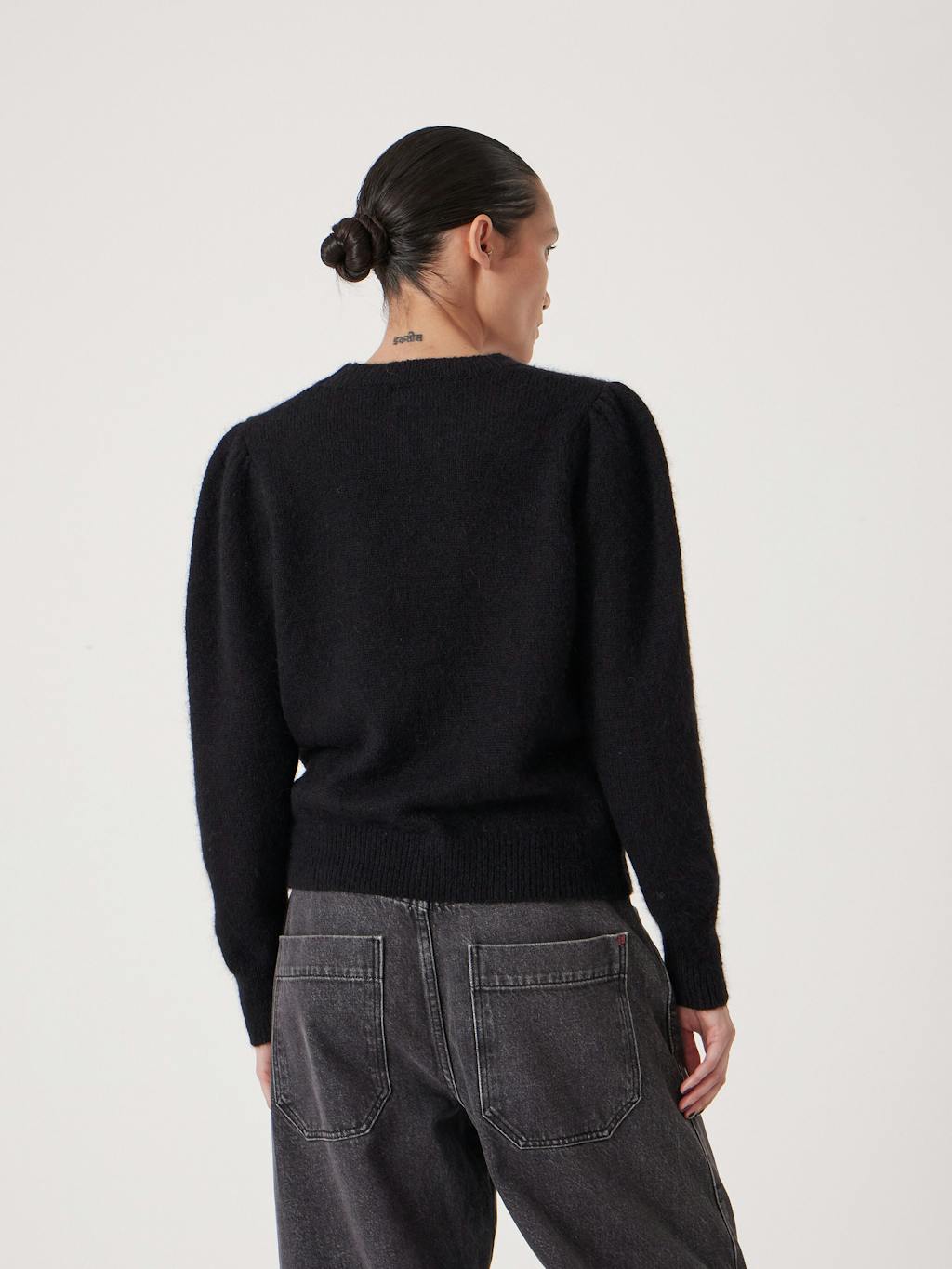014185-0456-03 Gathered Shoulder Wool Blend Jumper