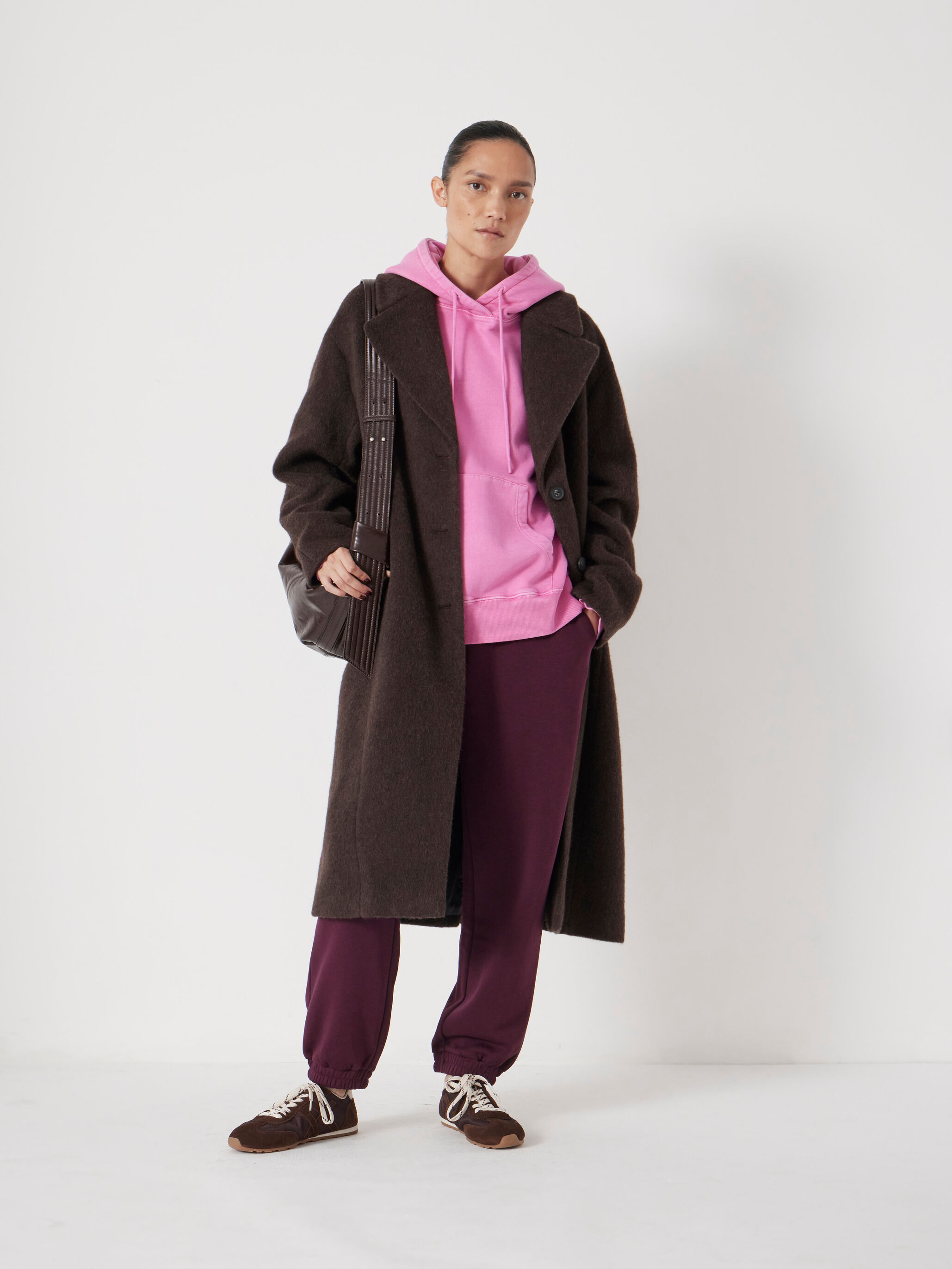 Hailey Italian Wool Cocoon Coat | Dark Brown | hush