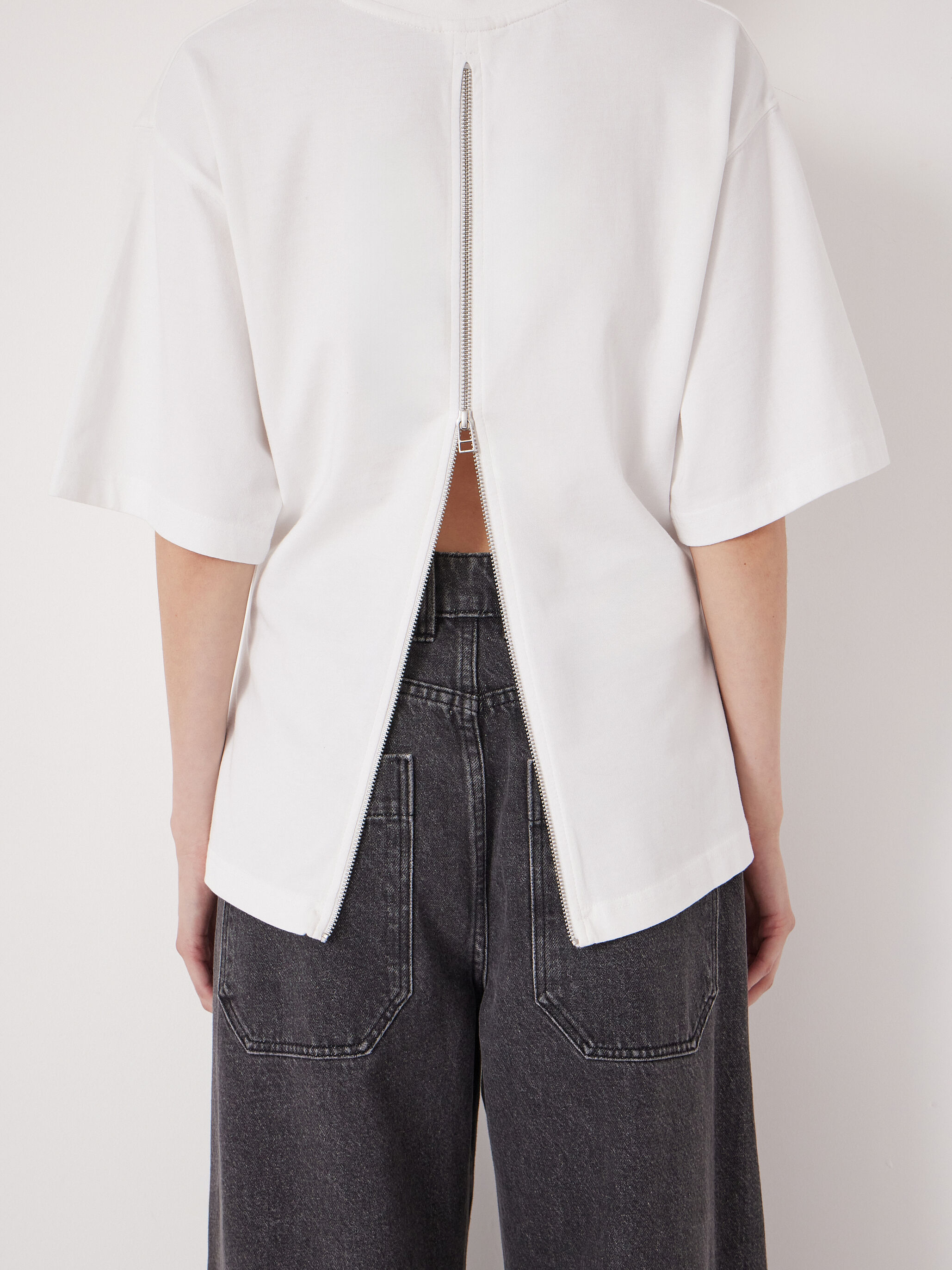 Zip Back Cotton T-Shirt