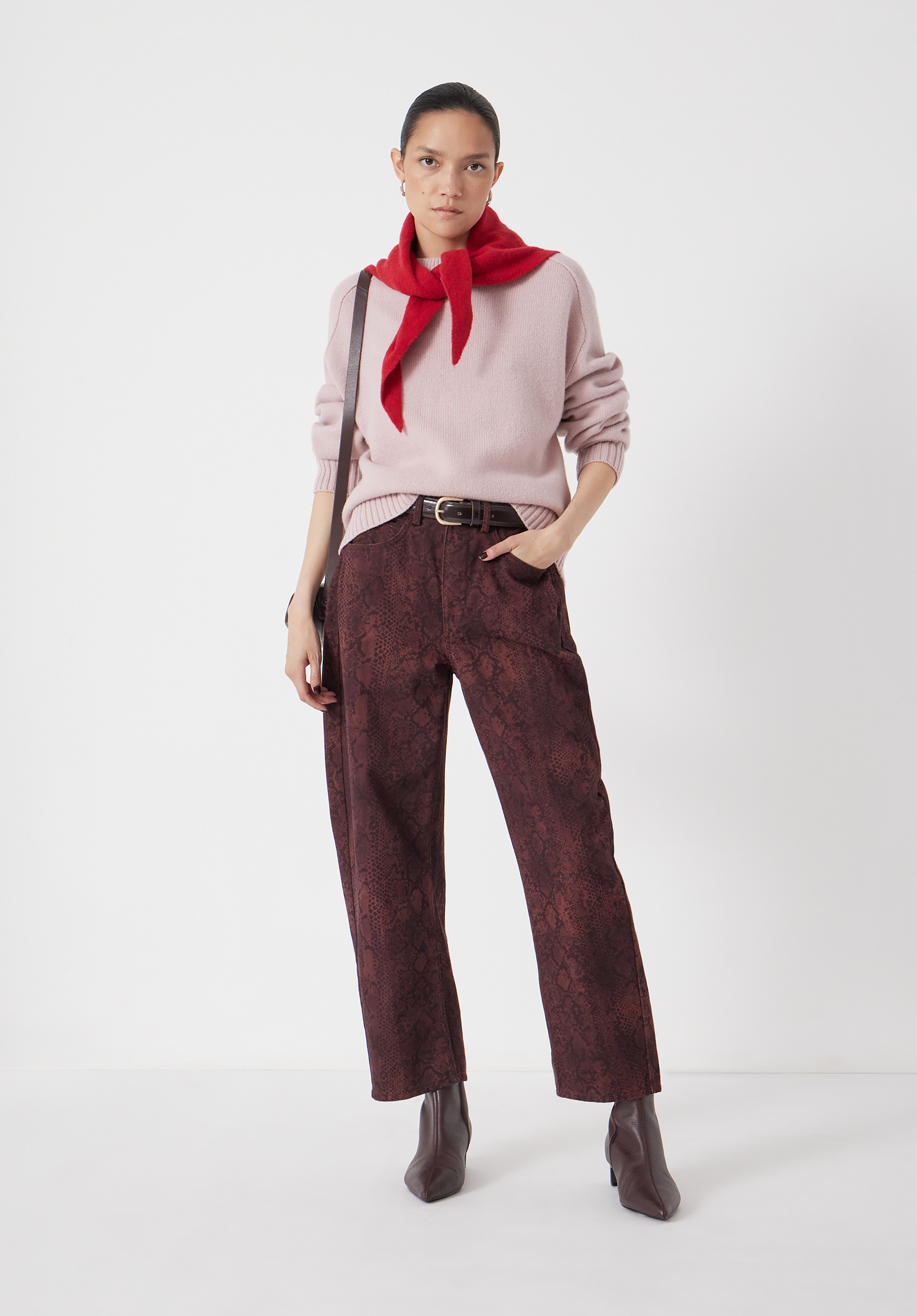 Cordelia Barrel Leg Snake Print Jeans