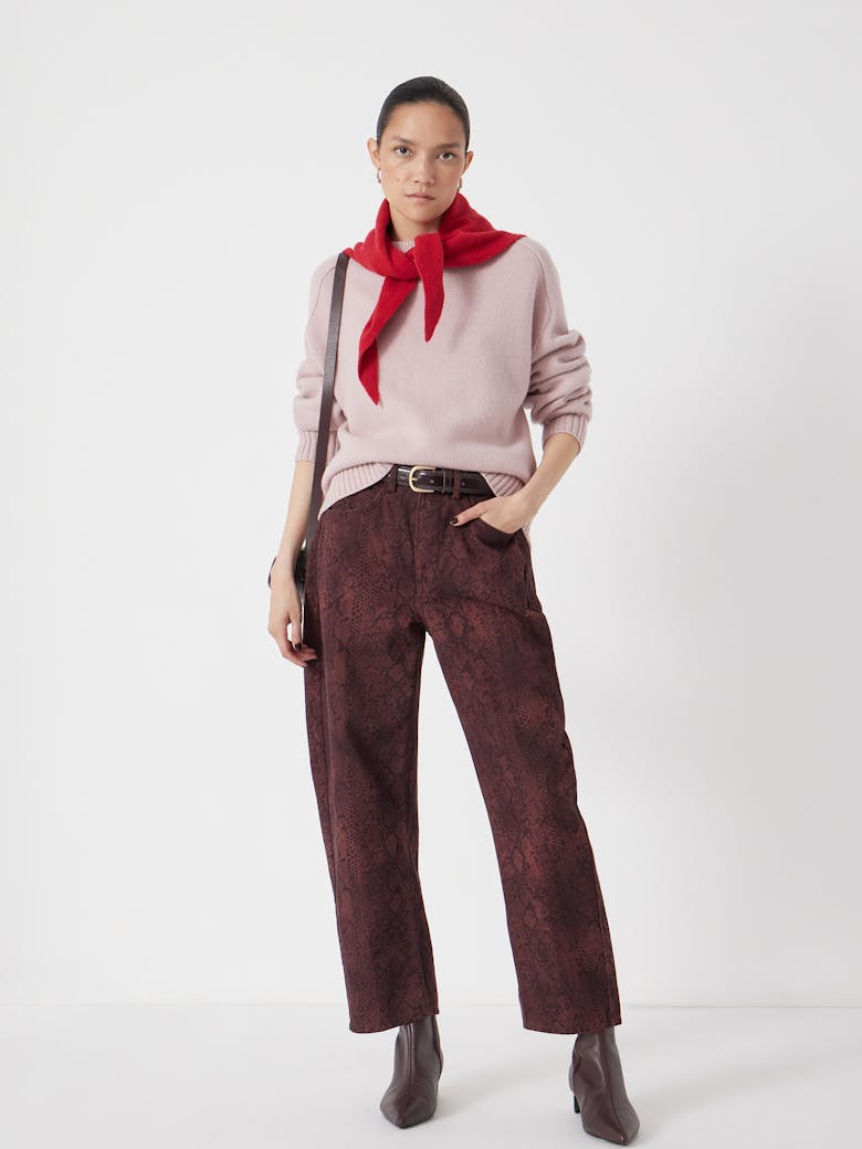 Cordelia Barrel Leg Snake Print Jeans