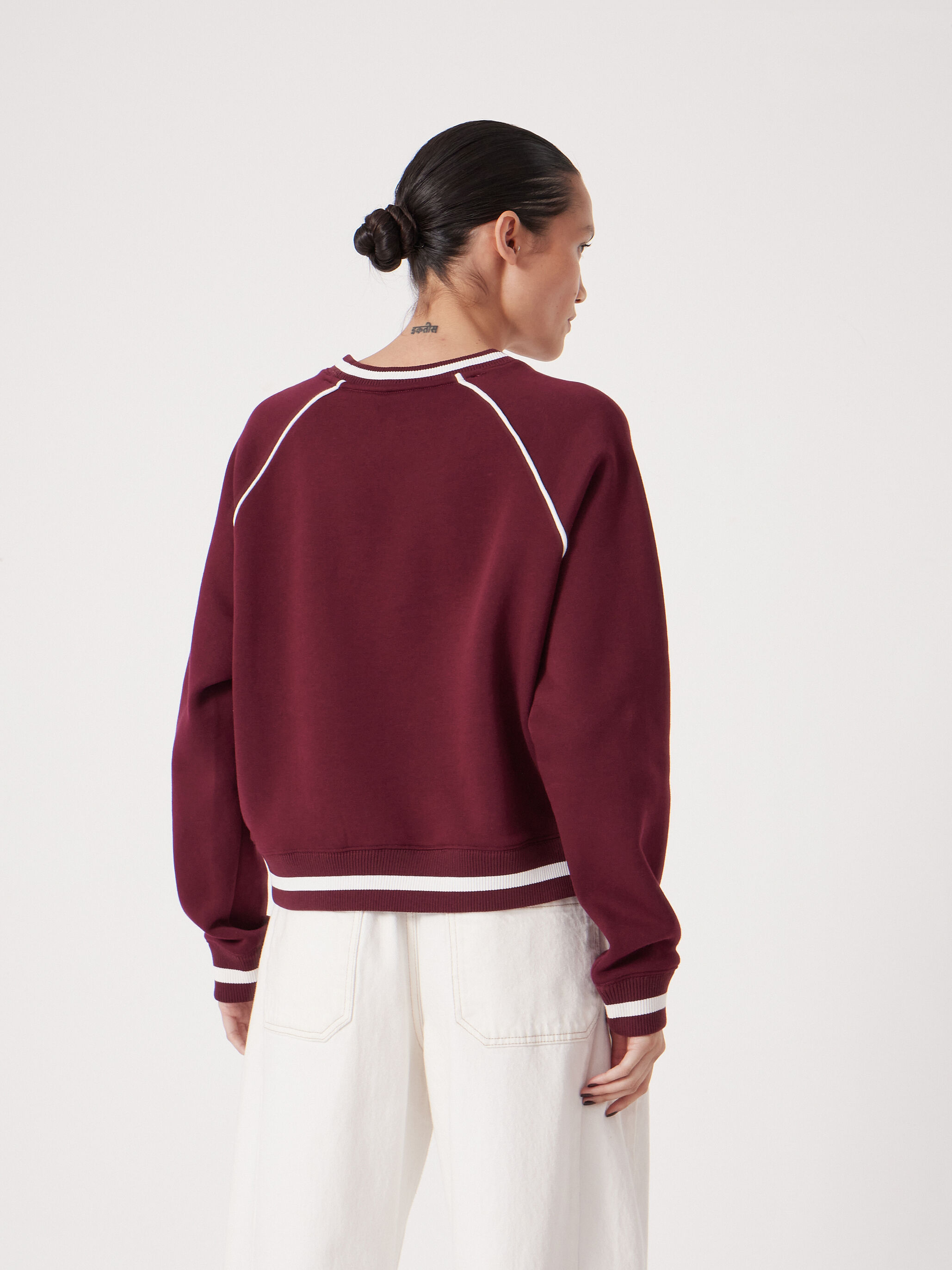 Striped Rib Raglan Sweatshirt