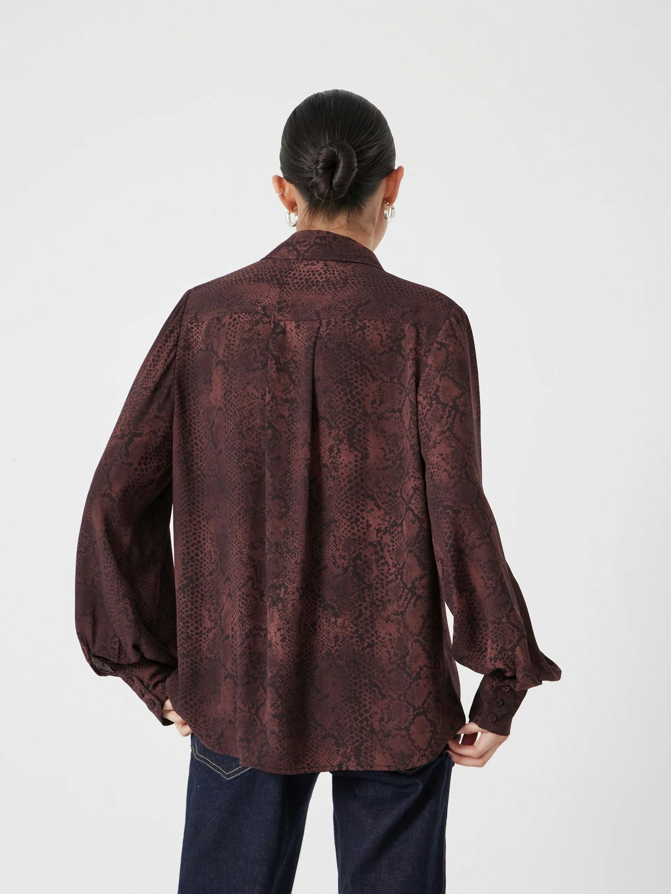 013814-4828-03 Chiffon Printed Long Sleeve Shirt