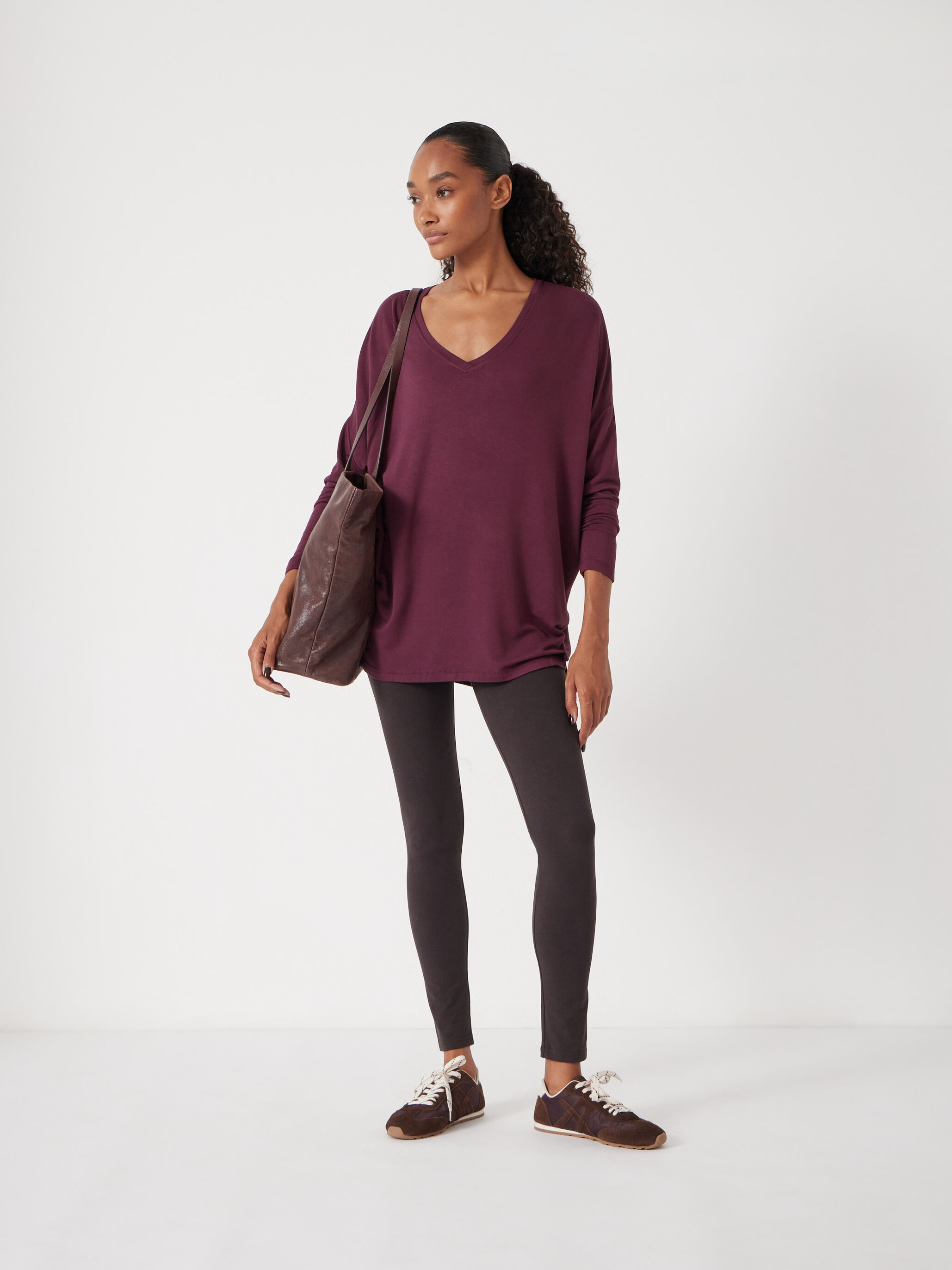 Gillian Wide Jersey V Neck Top