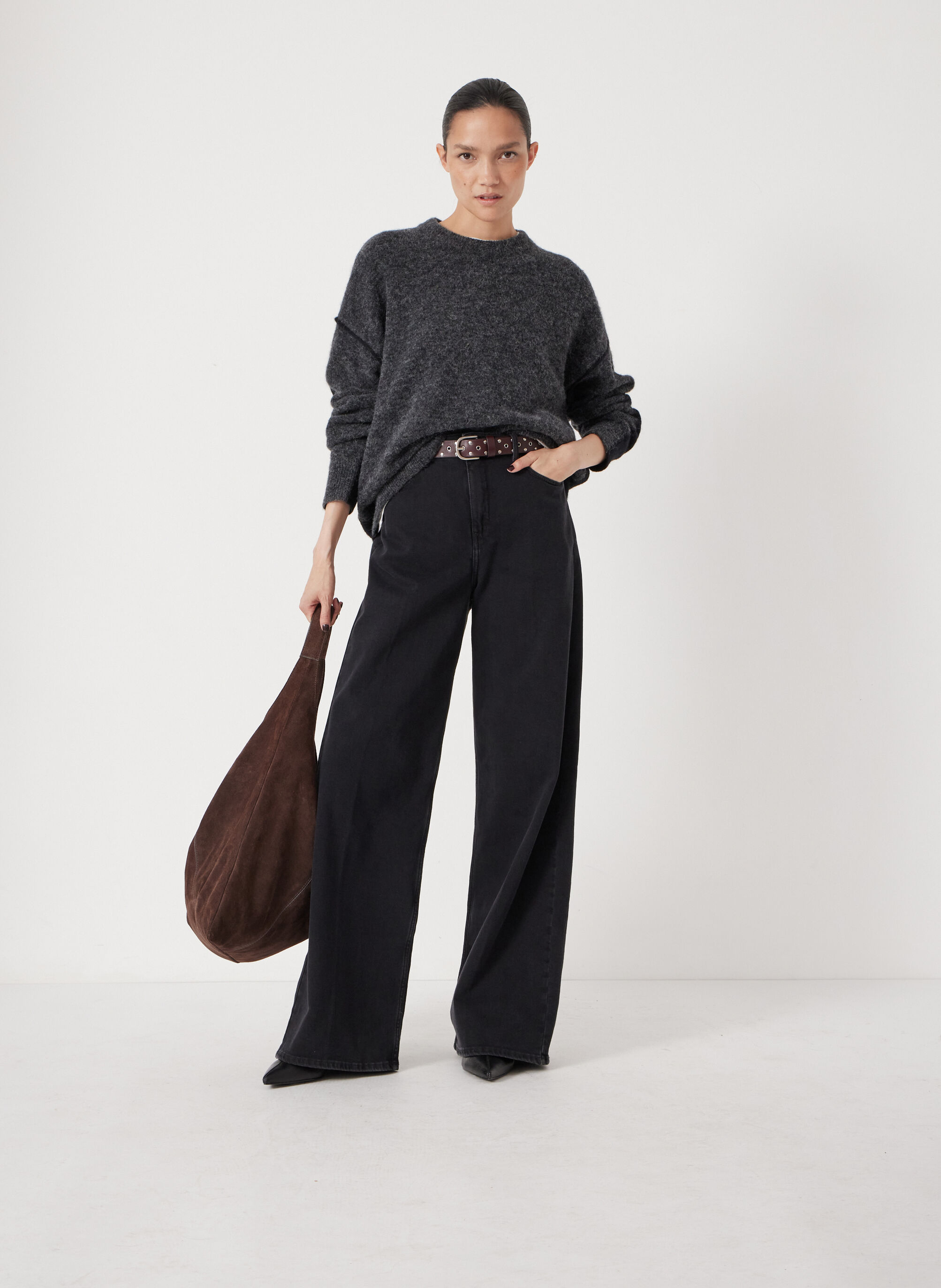 Colour Block Wool Blend Crew Jumper