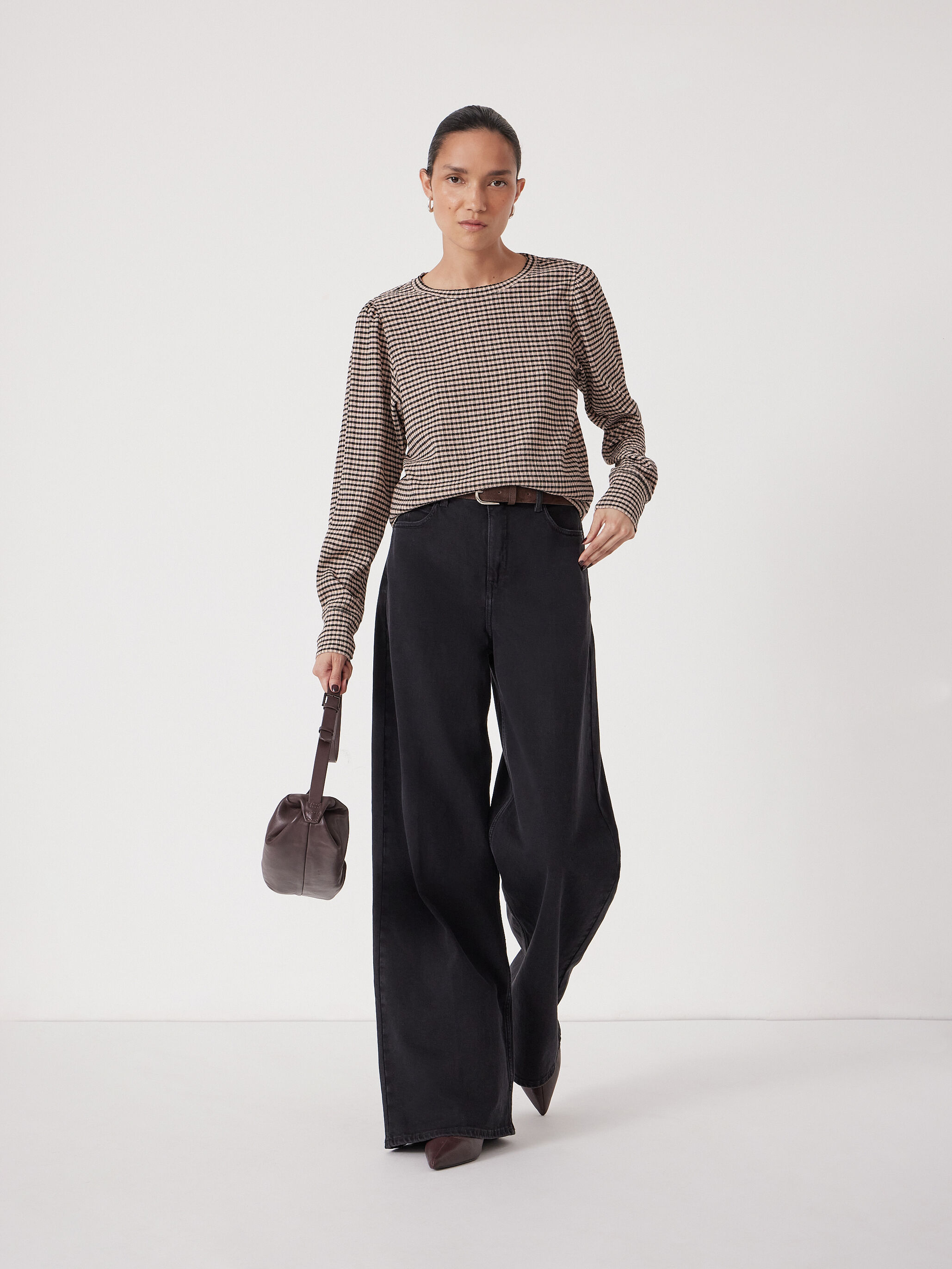 Emily Gingham Puff Sleeve Top