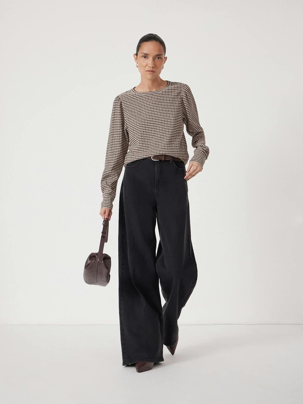 014488-0331-01 Emily Gingham Puff Sleeve Top