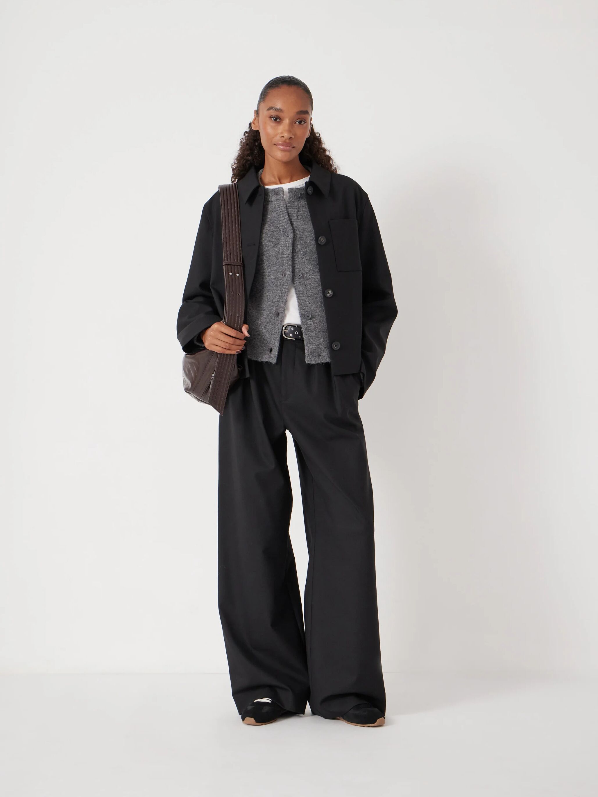 Wool Blend Relaxed Jacket | Black | hush