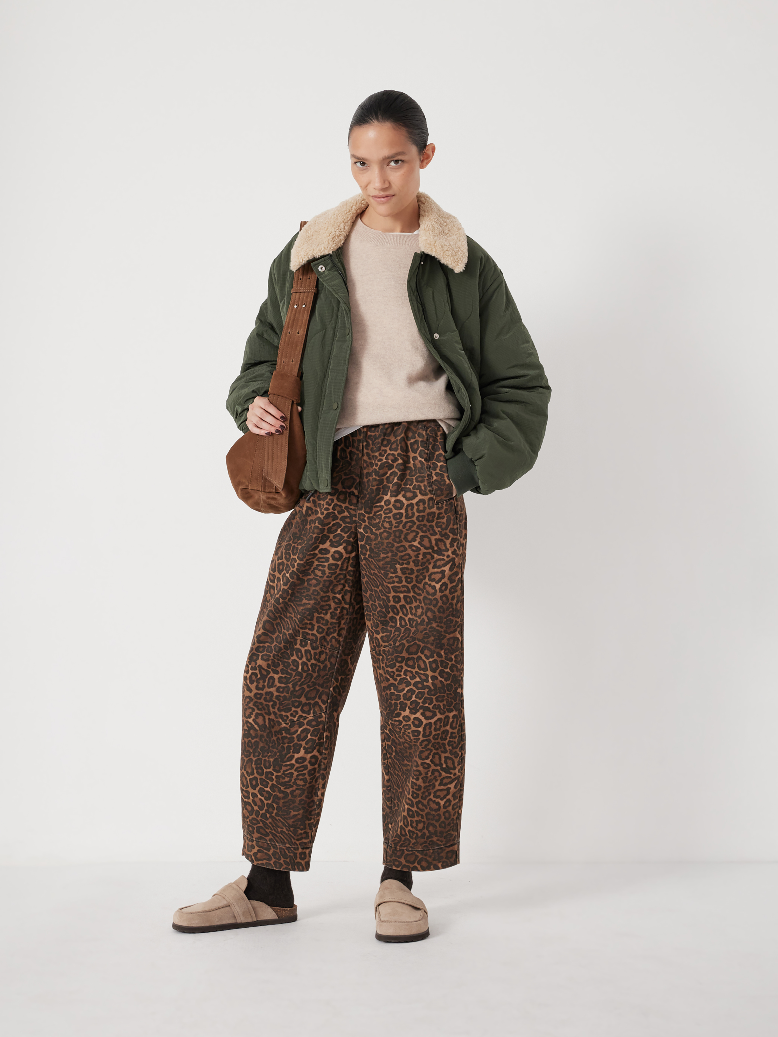 Jack Barrel Leg Pull On Cotton Trousers