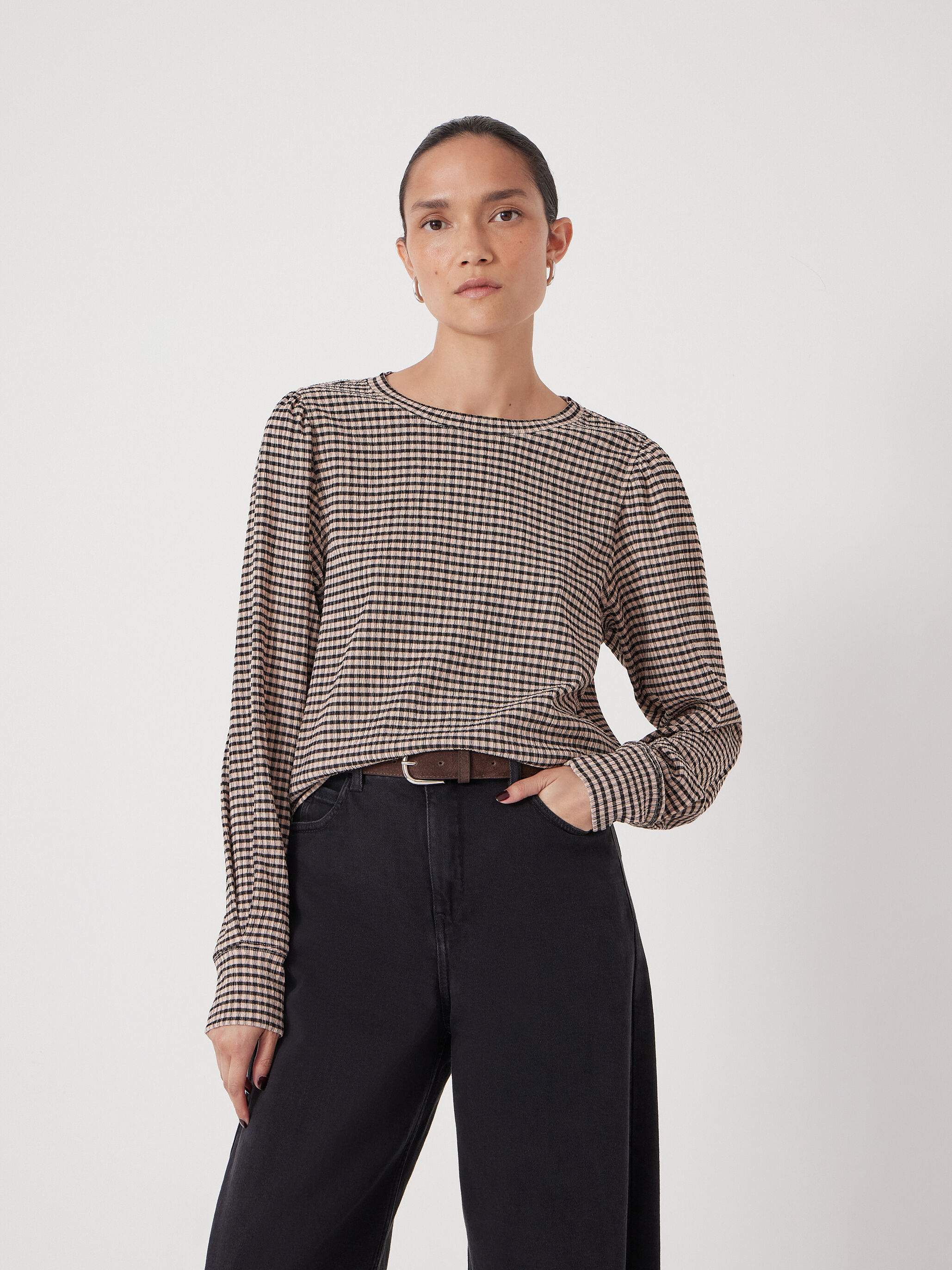 Emily Gingham Puff Sleeve Top