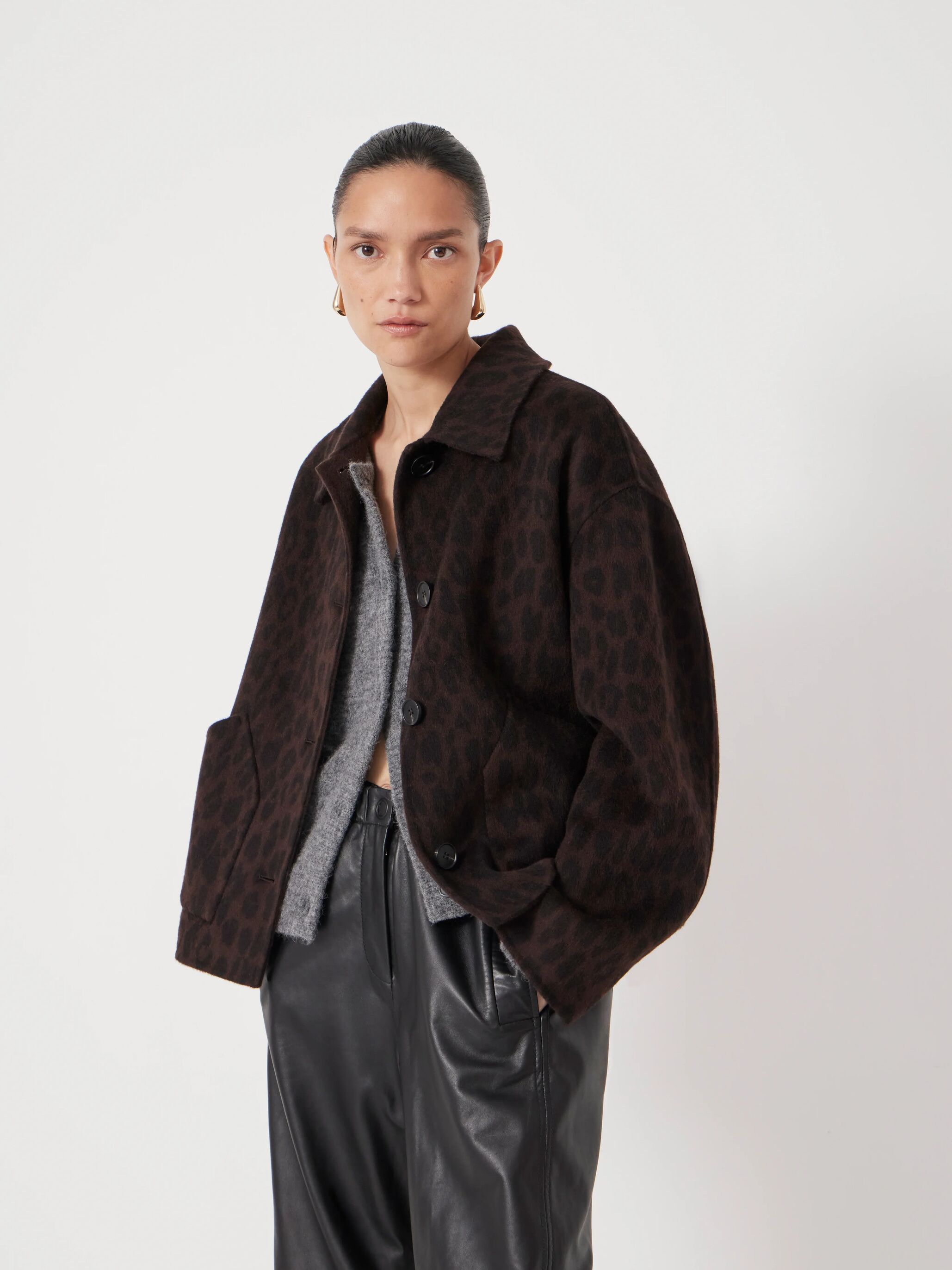 Pure Wool Leopard Double Faced Jacket