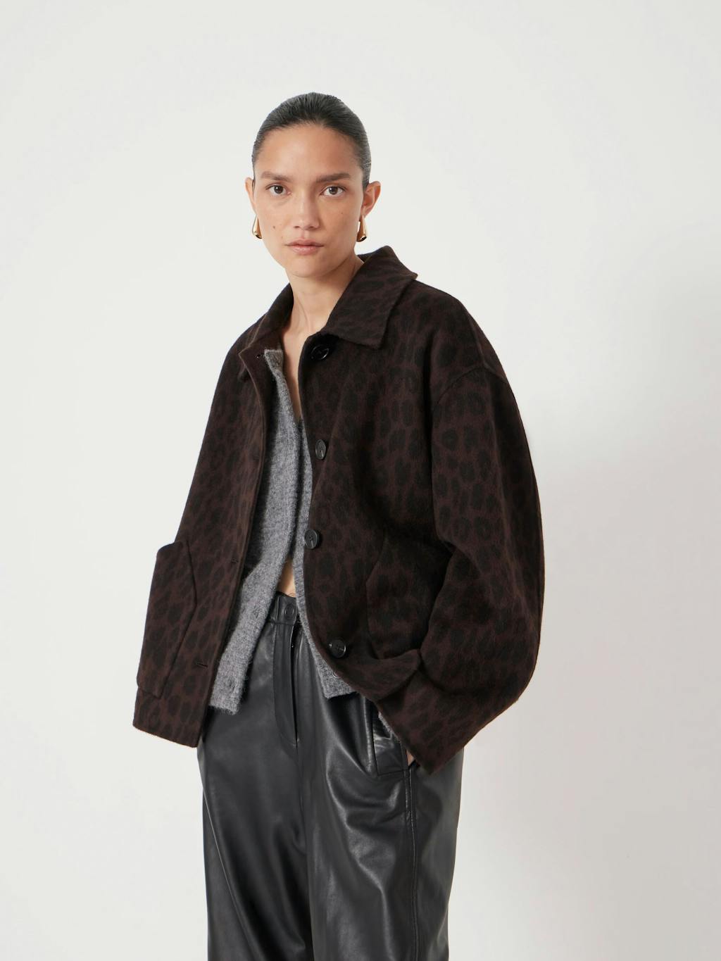 014024-4827-01 Pure Wool Leopard Double Faced Jacket