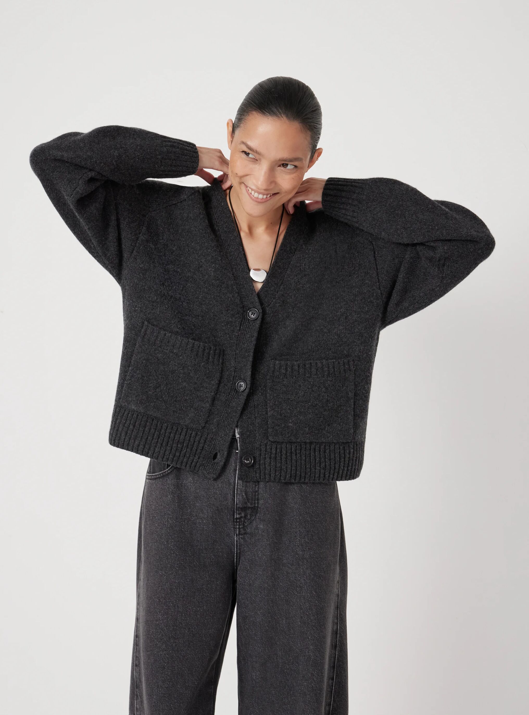 Daisy Merino Wool V Neck Cardigan