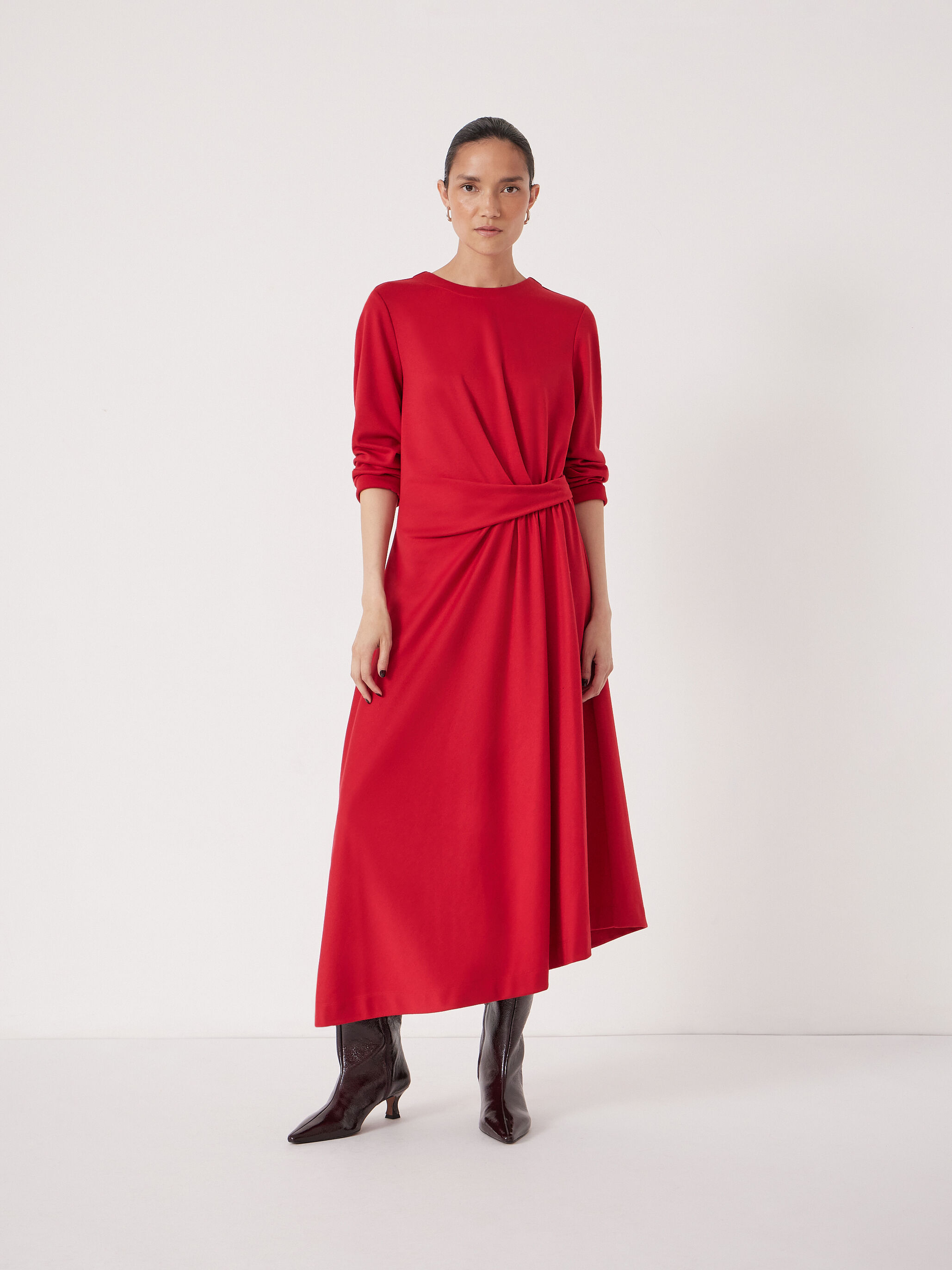 Asymmetric Hem Jersey Dress