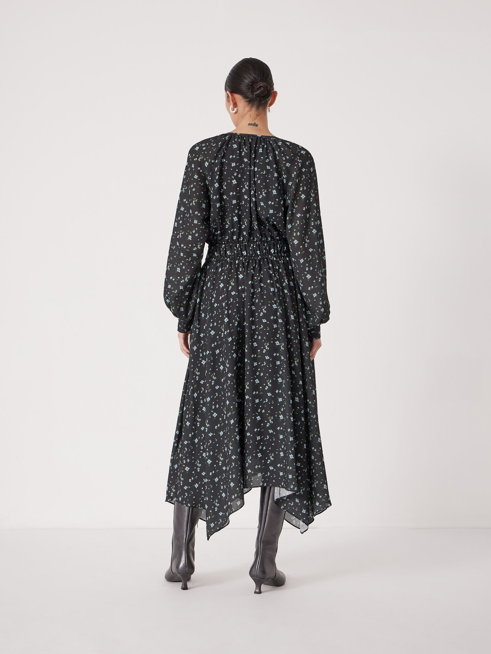 Odelia Printed Long Sleeve Chiffon Dress