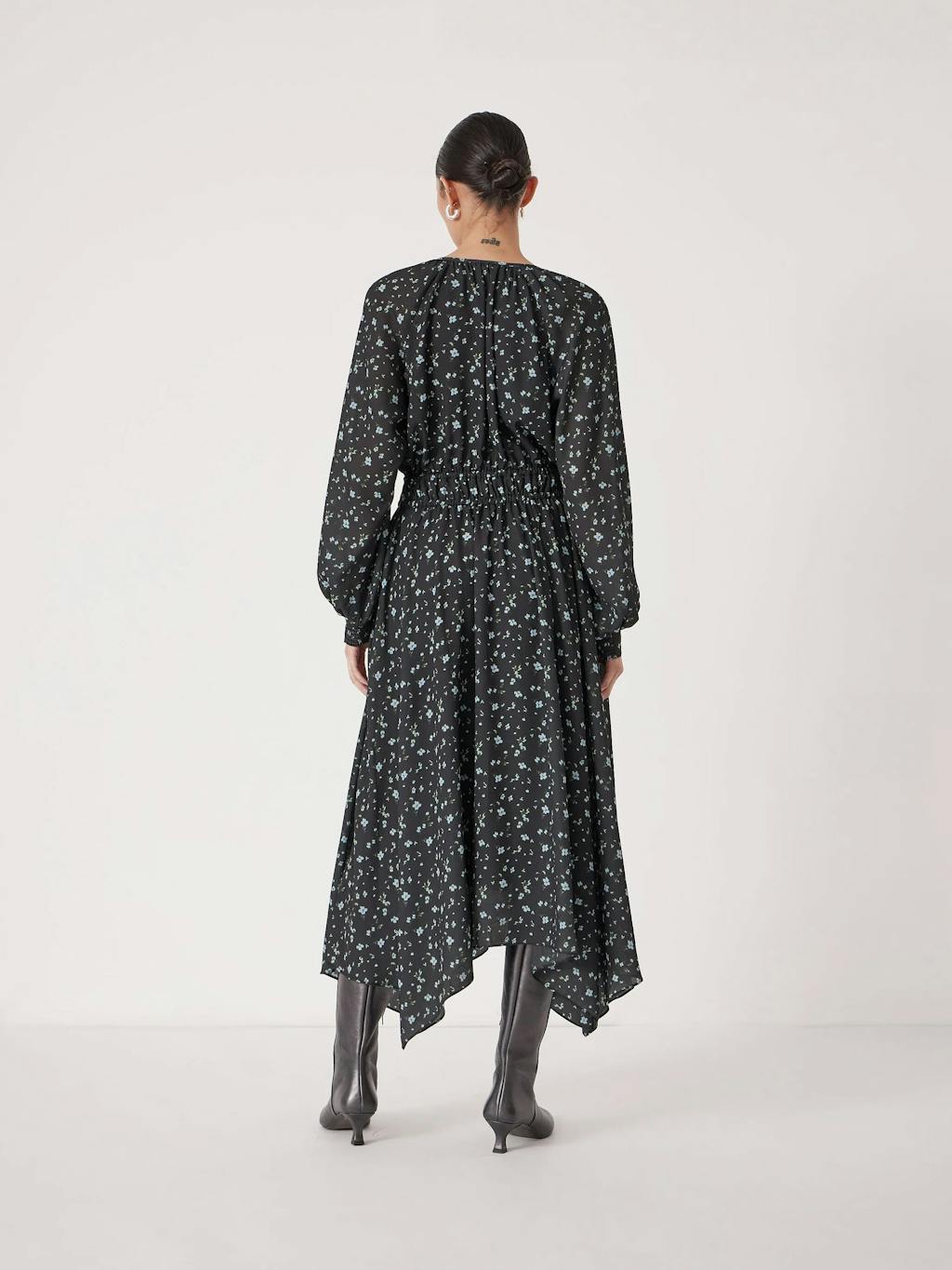 014250-4872-03 Odelia Printed Long Sleeve Chiffon Dress