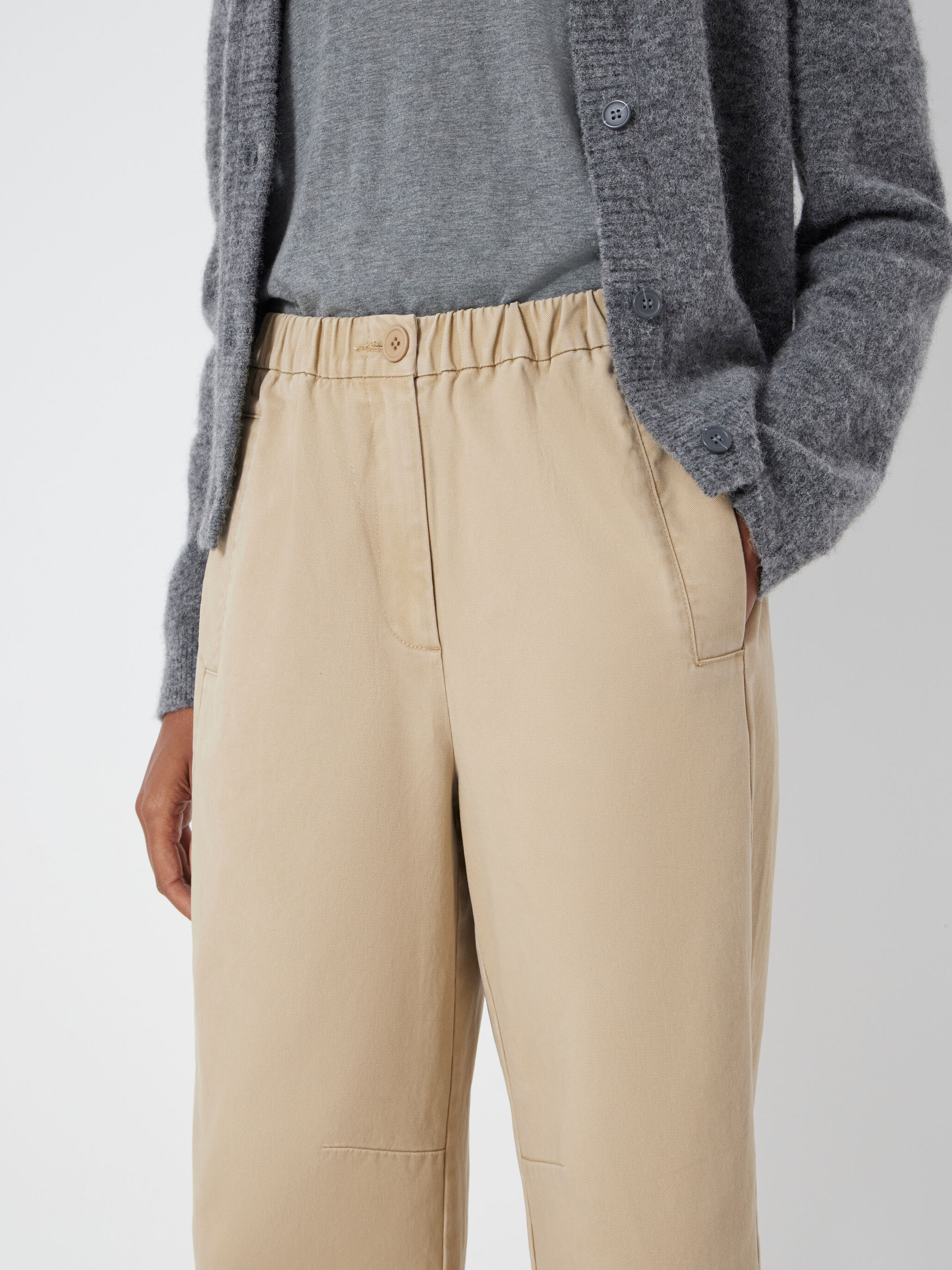 Jack Barrel Leg Pull On Cotton Trousers