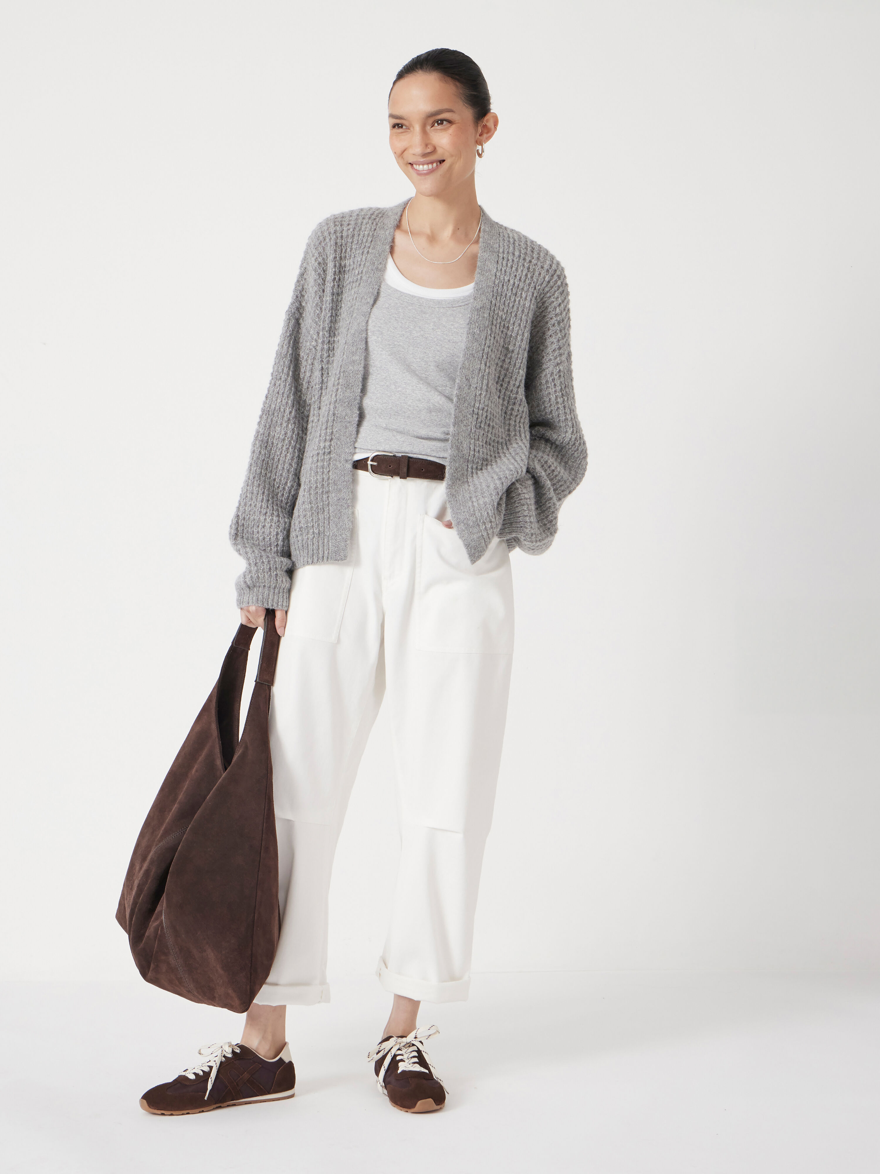 Flossie Waffle Stitch Wool Blend Edge to Edge Cardigan