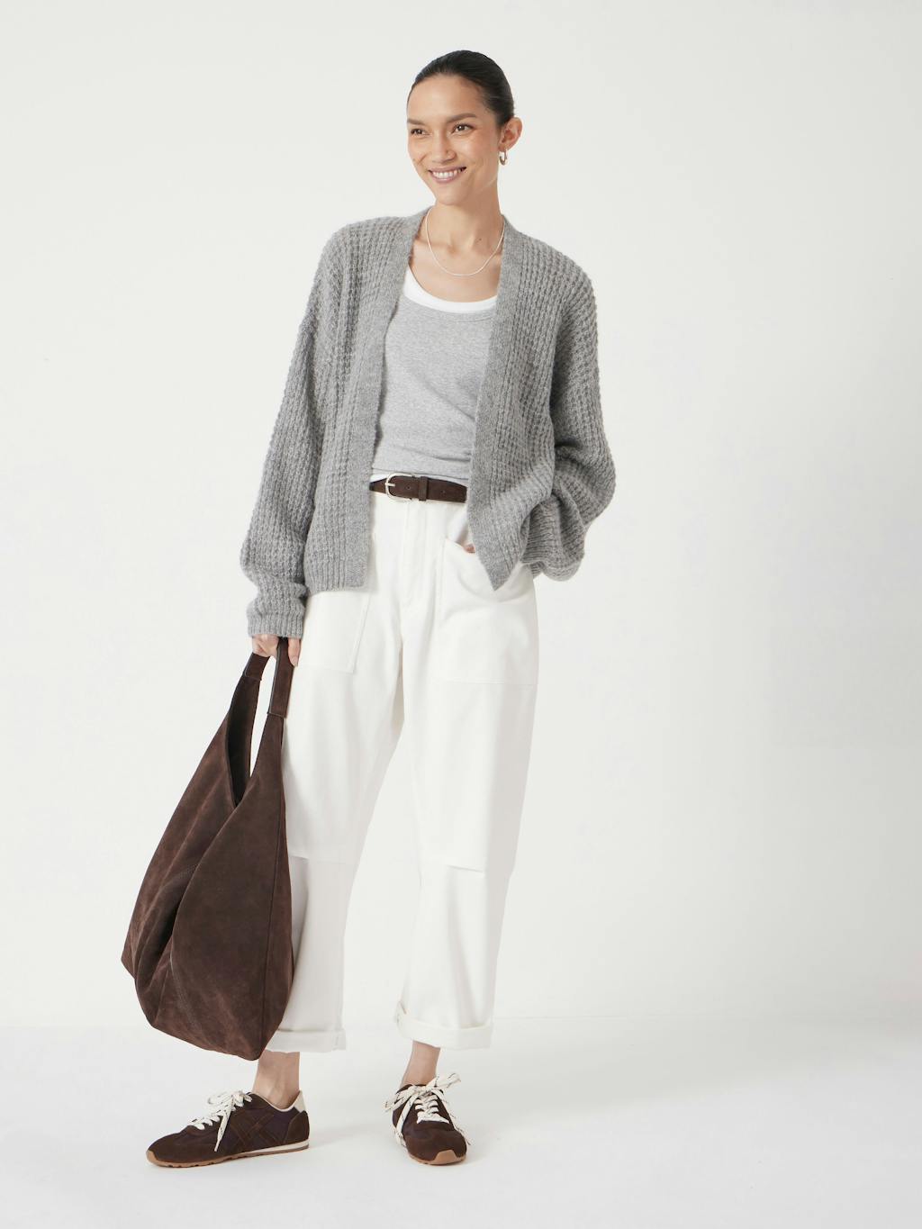 013362-2804-02 Flossie Waffle Stitch Wool Blend Edge to Edge Cardigan