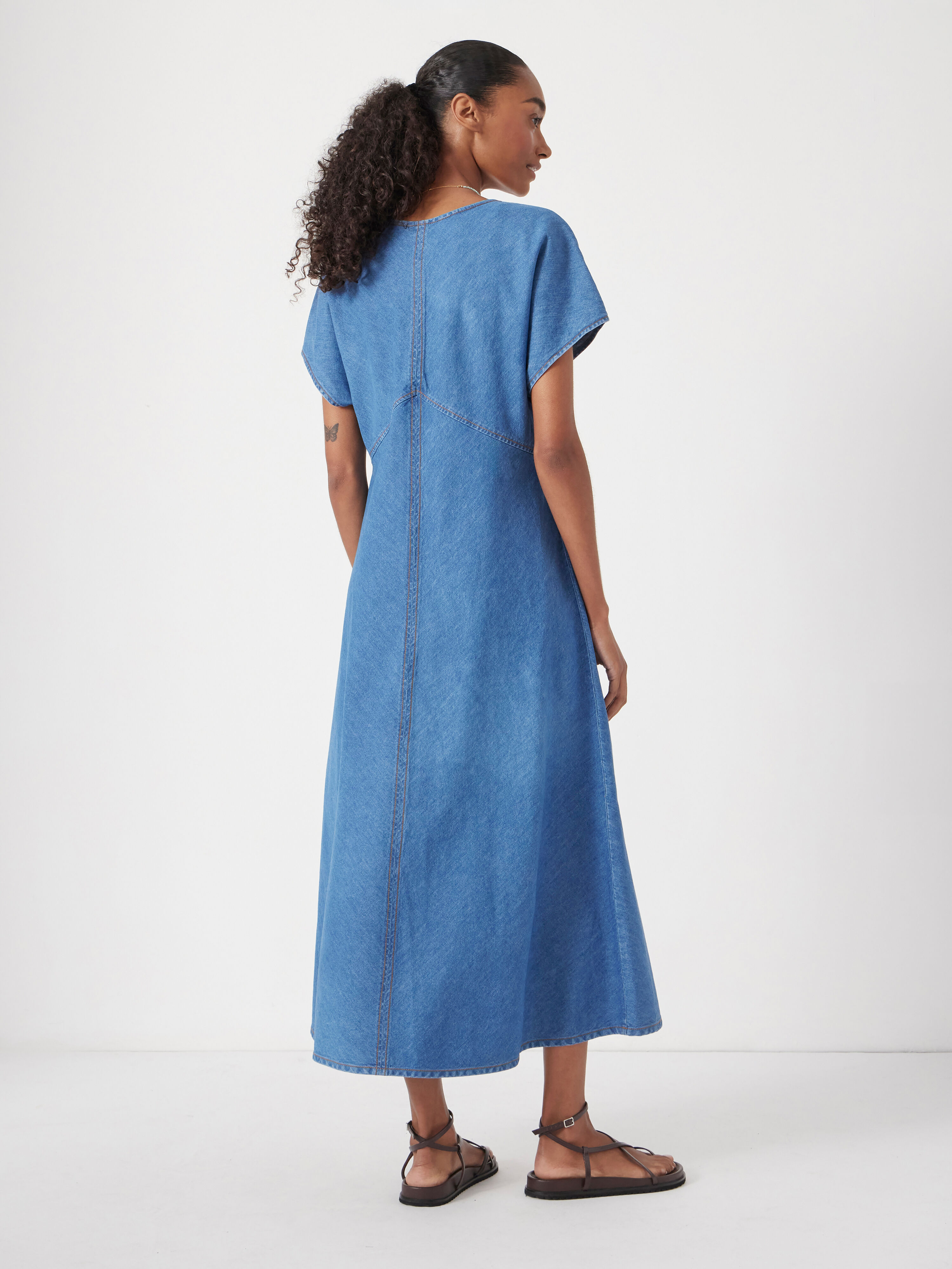 Grace V Neck Denim Dress