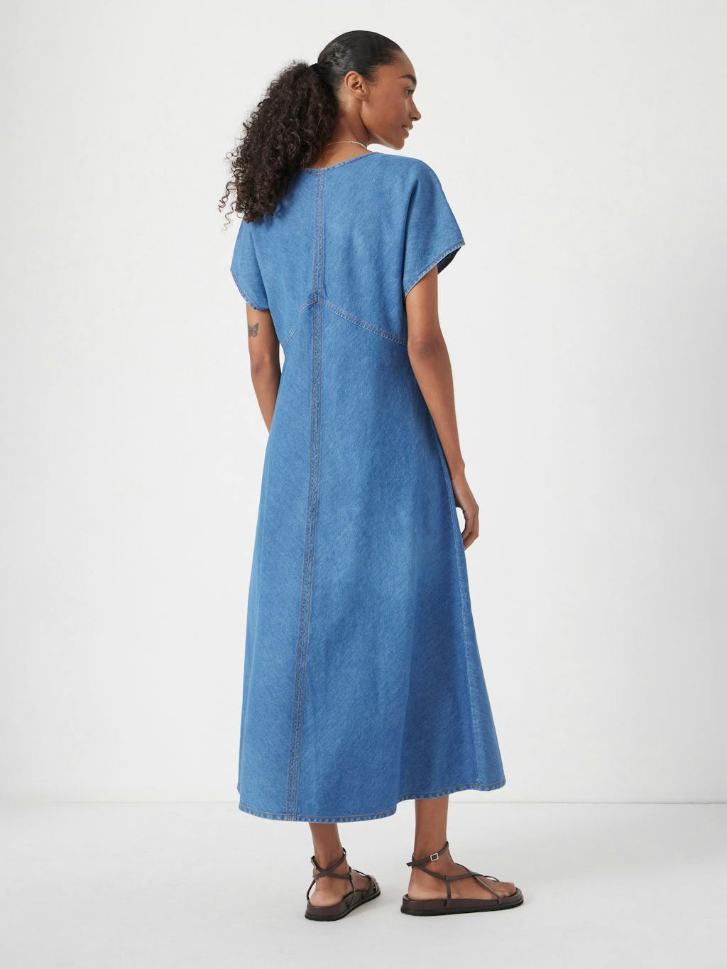 014042-2911-03 Grace V Neck Denim Dress