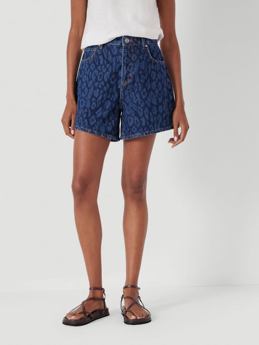 Leopard Print Essential Denim Shorts