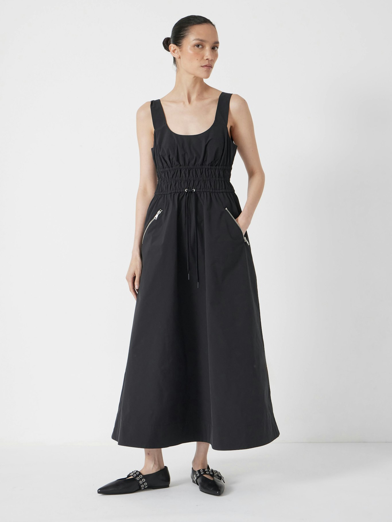 013437-0456-01 Gathered Waist Midi Dress