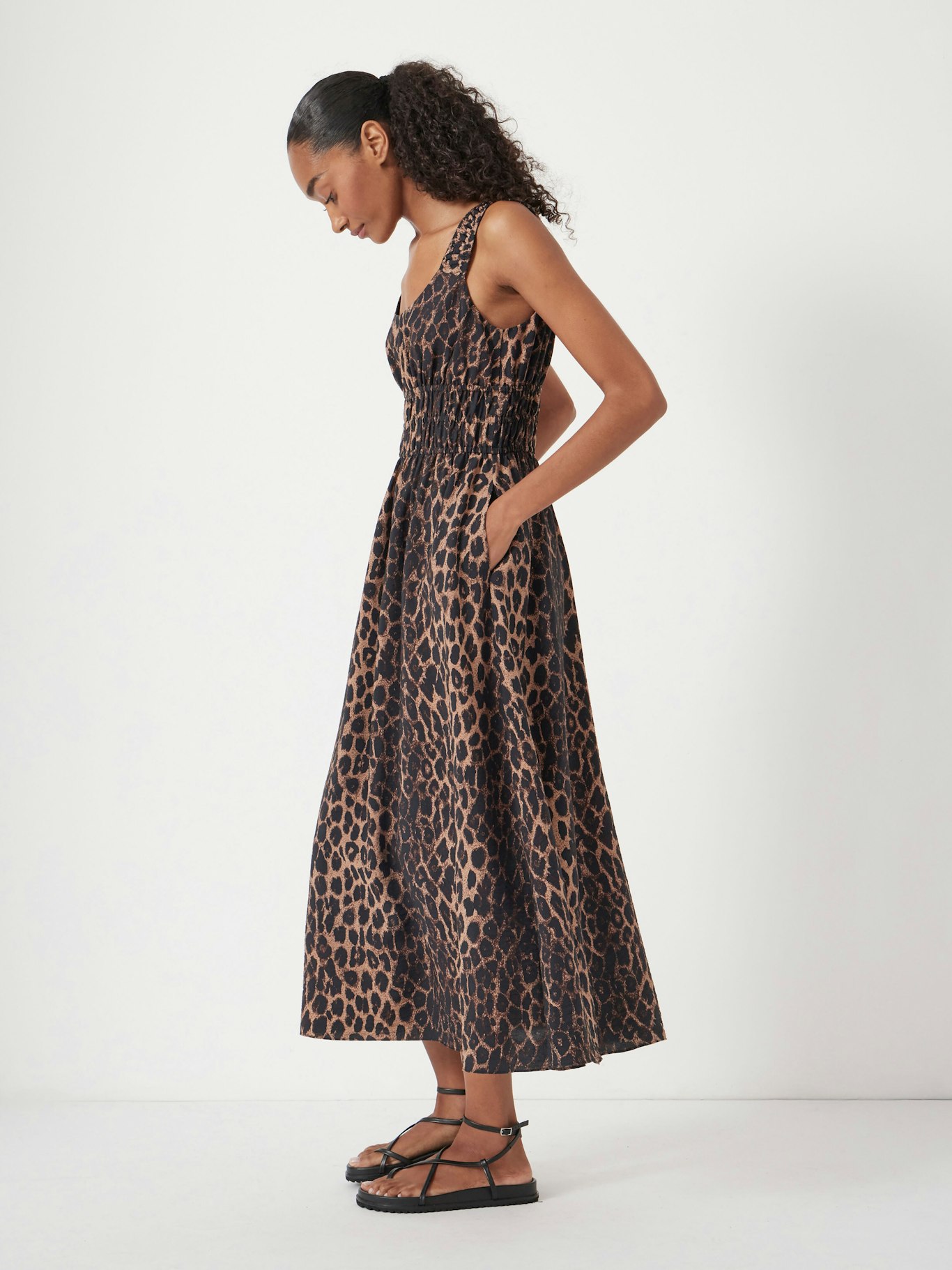 013036-4604-03 Air Flow Gathered Straps Midi Dress