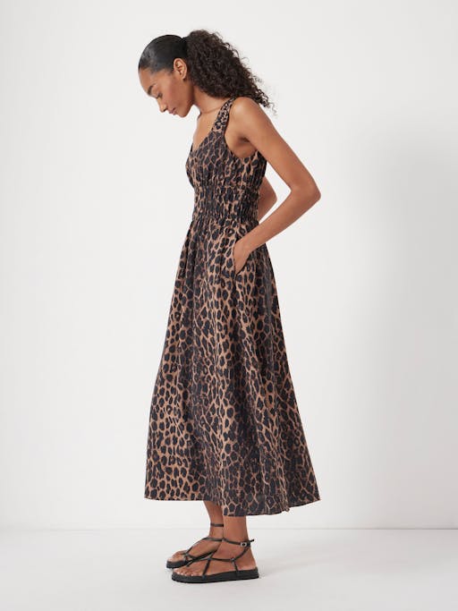 Air Flow Gathered Straps Midi Dress