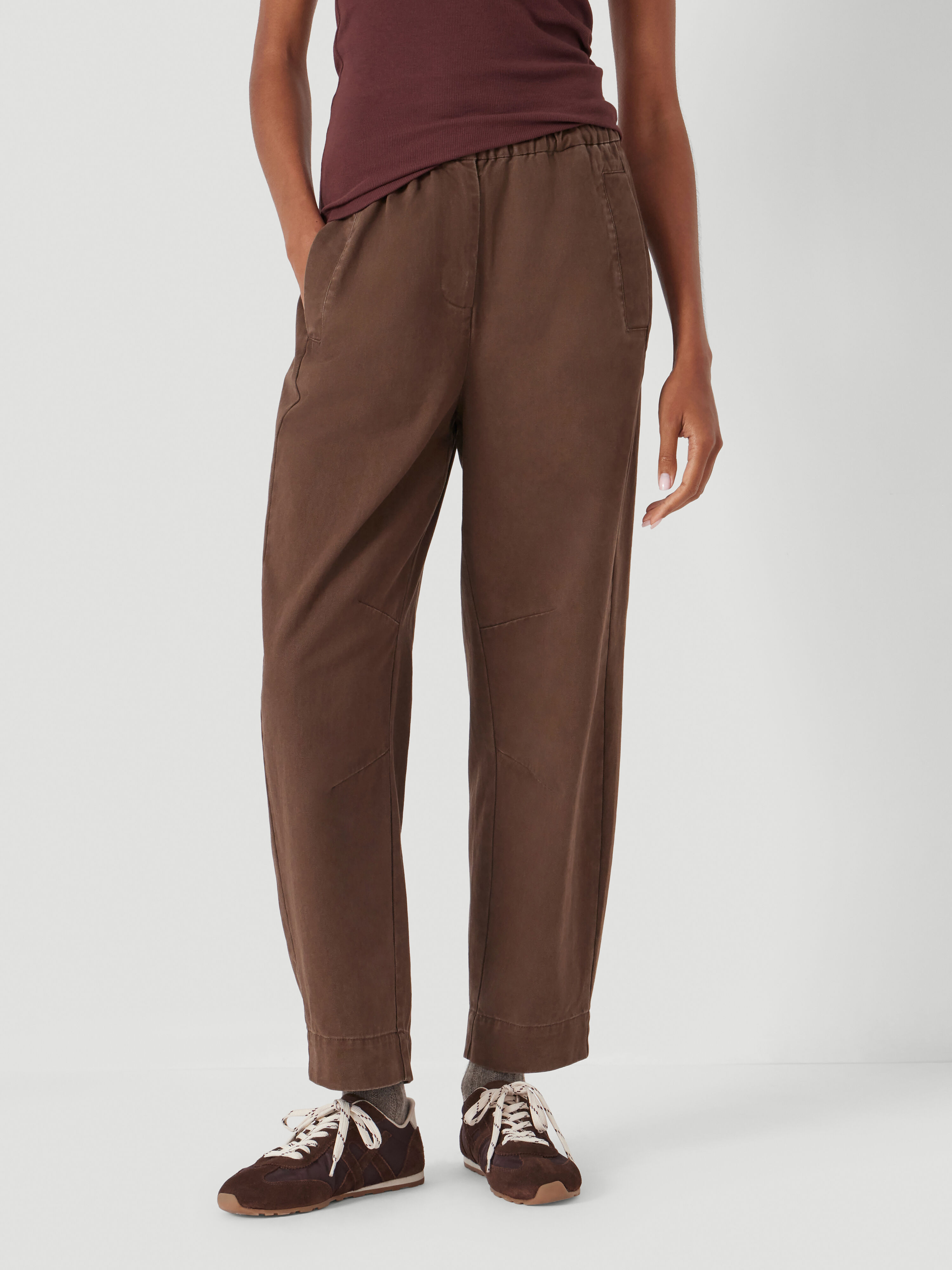 Jack Barrel Leg Pull On Cotton Trousers