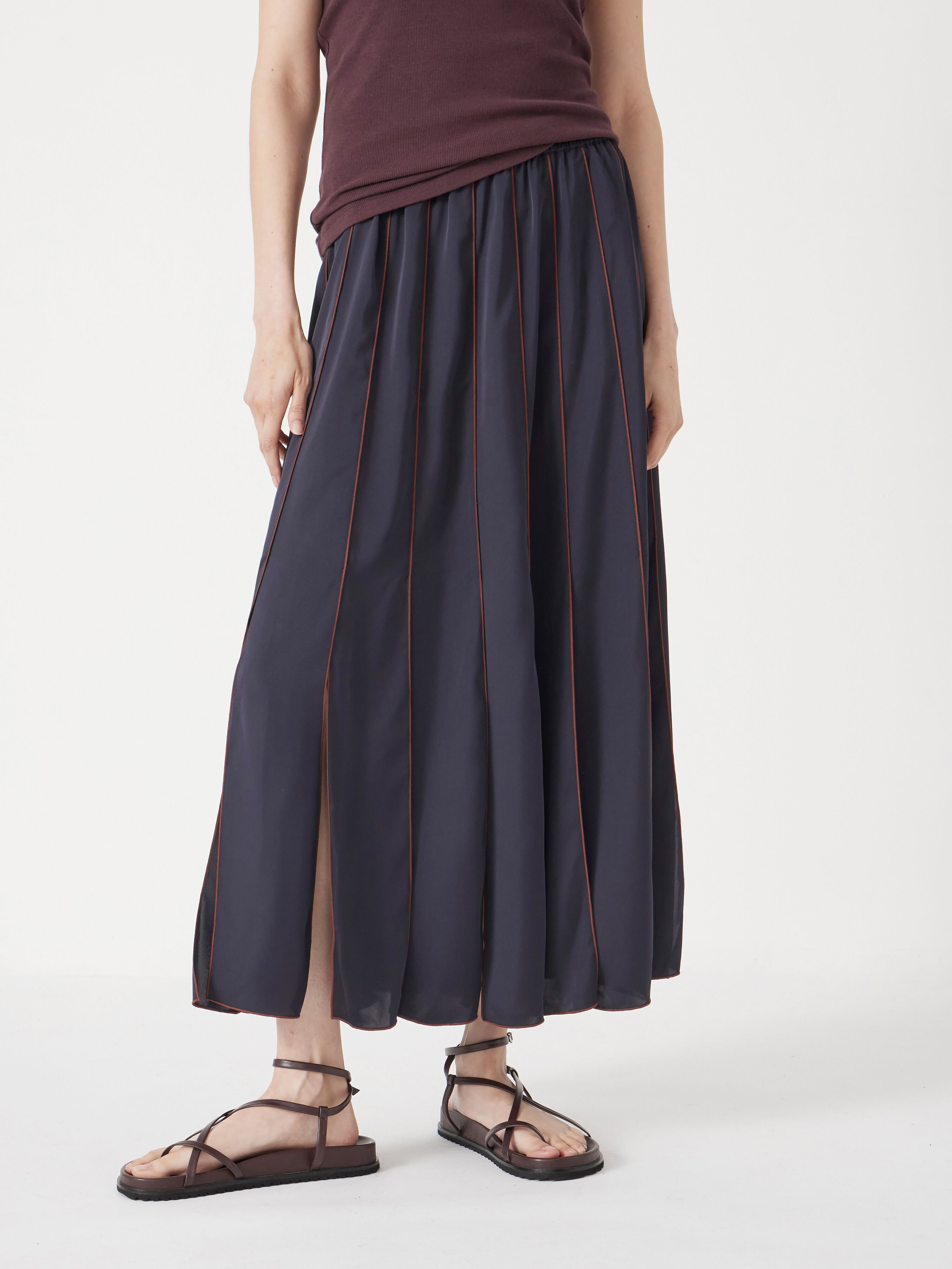 Pippa Satin Pleated Skirt