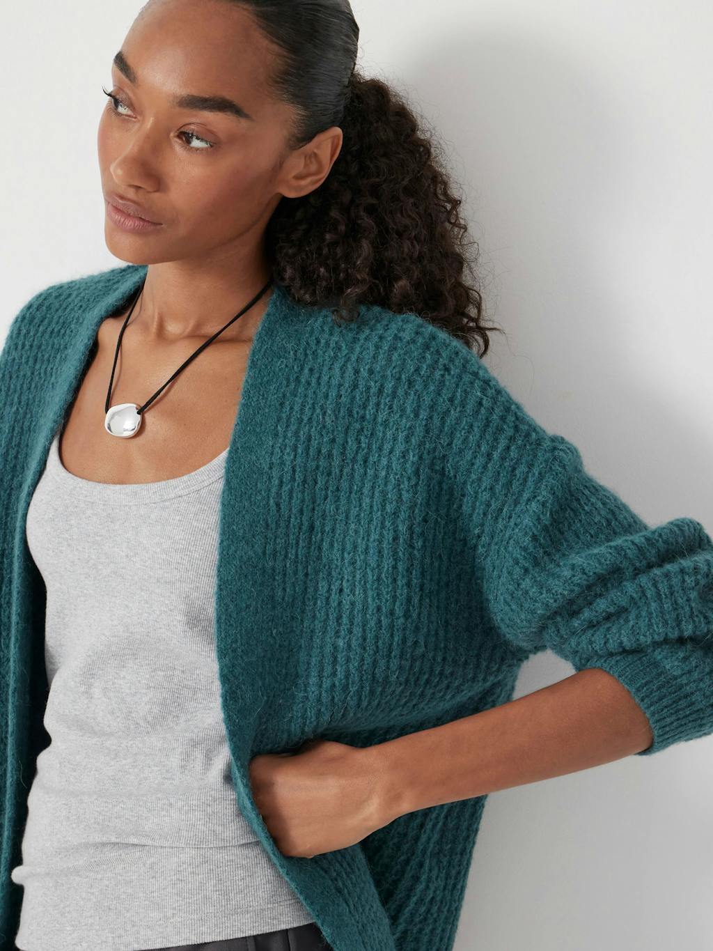 013362-1709-03 Flossie Waffle Stitch Wool Blend Edge to Edge Cardigan
