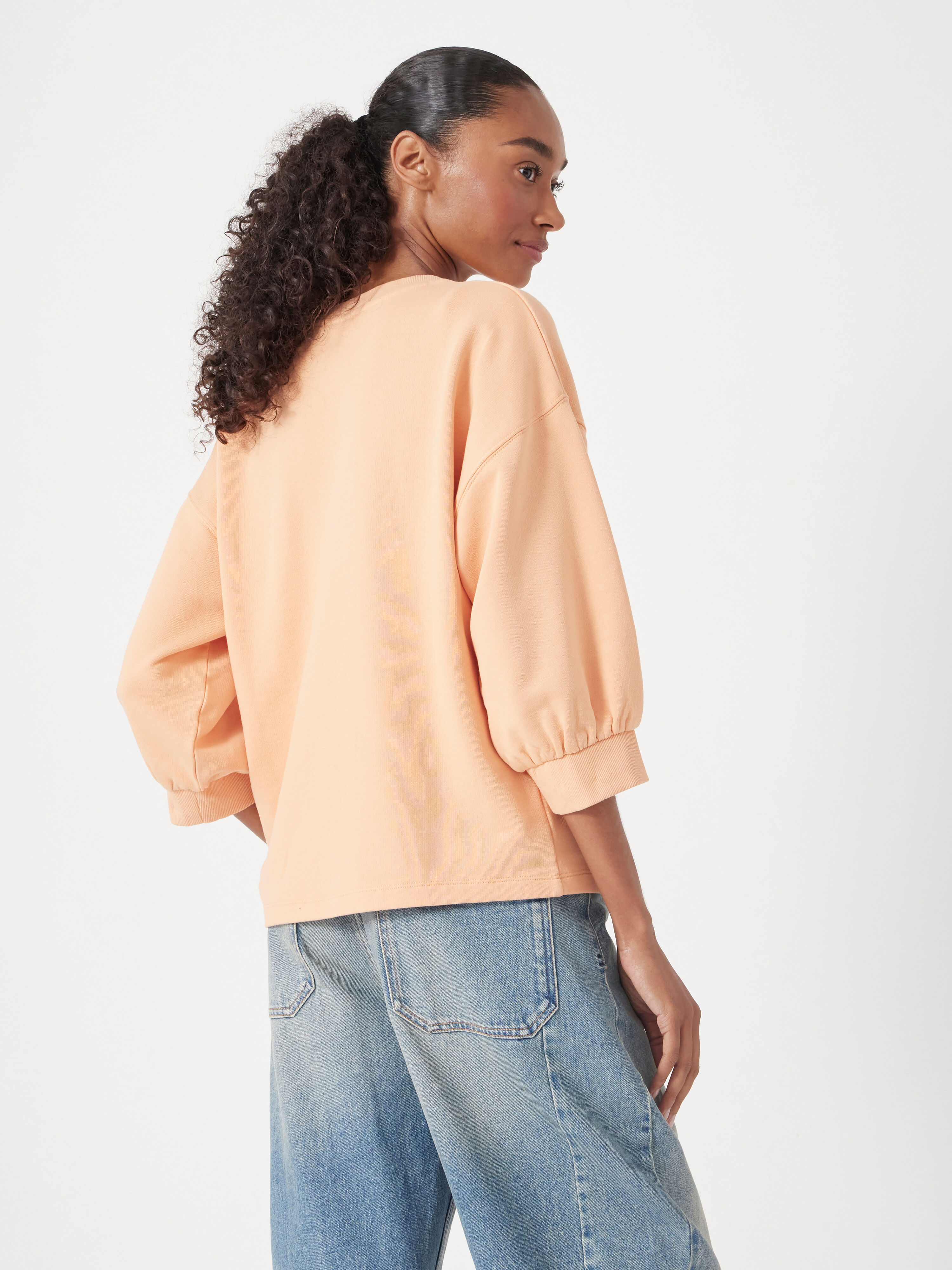 Gathered Sleeve Cotton Sweatshirt